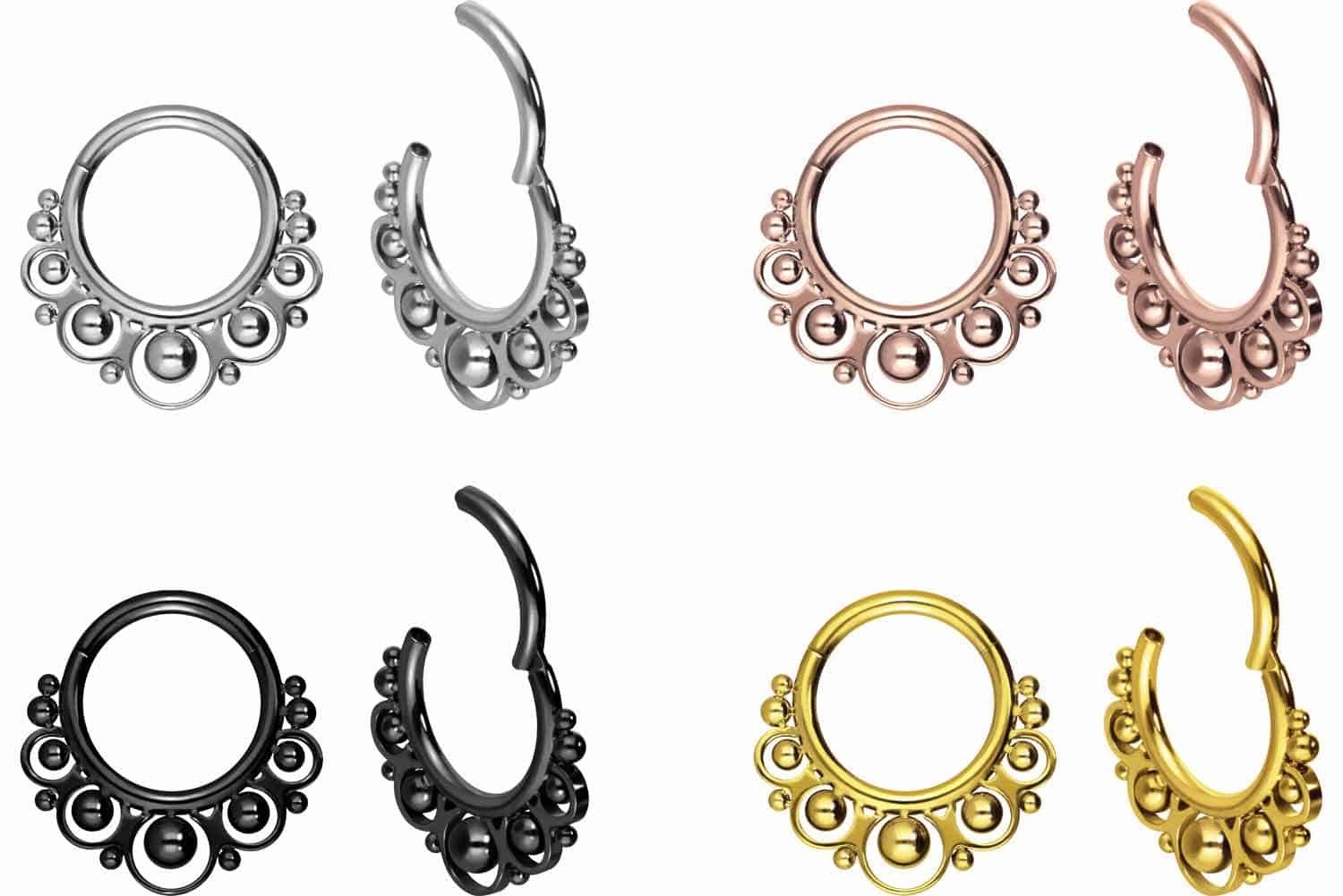 PIERCINGLINE Nasenpiercing Titan Segmentring Clicker ORIENTALISCHES DESIGN Ohrpiercing Septum (Clicker, 1-tlg), Ohrpiercing für Conch, Helix, Tragus, Daith, Lobe