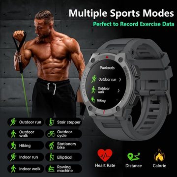 Bebinca Smartwatch (1,3 Zoll, Andriod iOS), Herren Sport Freisprechanrufe tätigen und empfangen Bluetooth