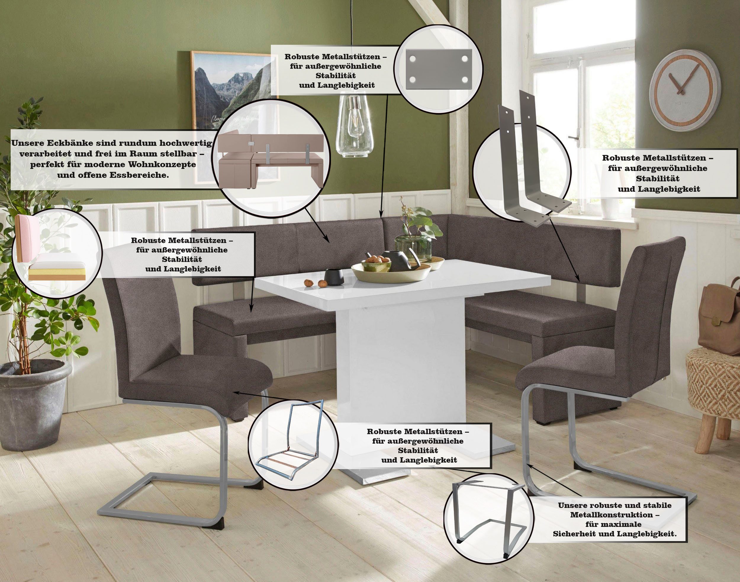 OTTO home Eckbank Charissa, in 3 Größen, verschiedene Qualitäten