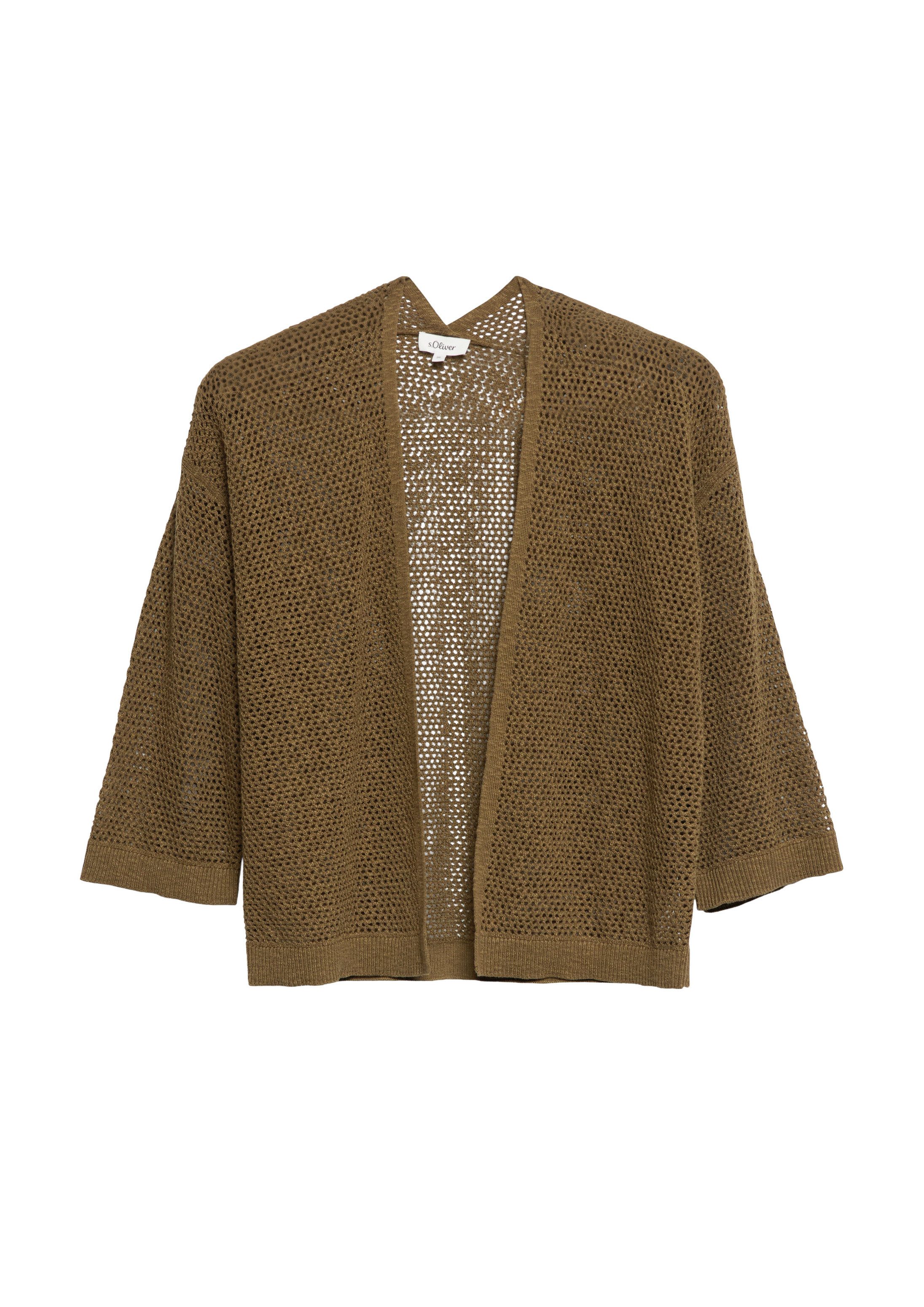 s.Oliver Cardigan Strickjacke Ajour-Strickjacke mit 3/4-Arm