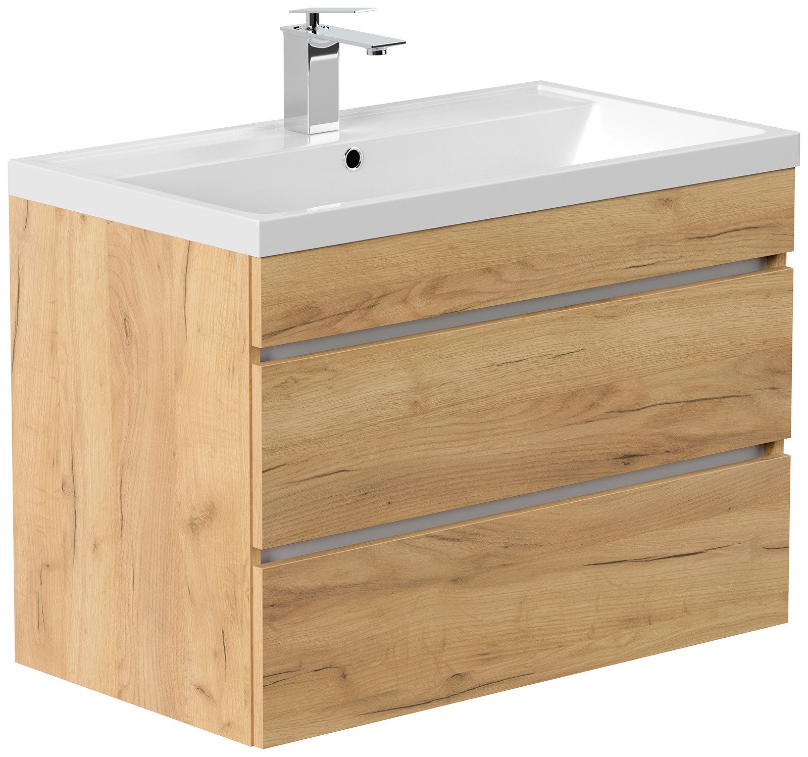 Magnolia Home Waschtisch Badmöbel Via 80 SoftClose eiche gold mit grifflosen Schubladen