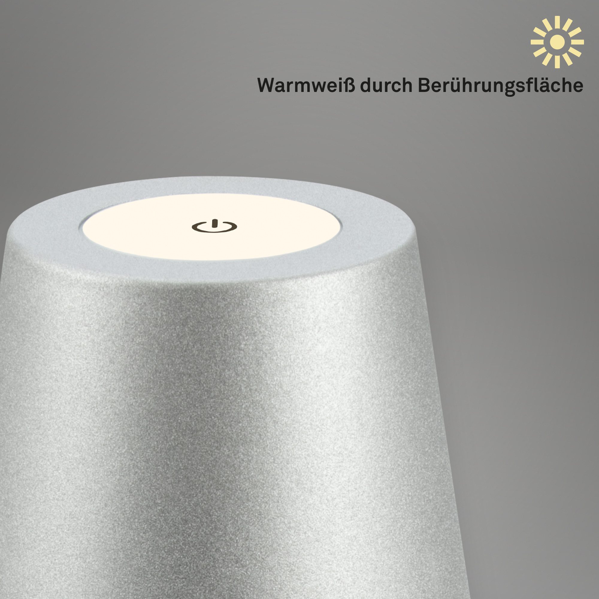 Briloner Leuchten Tischleuchte LED Tischlampe Akku IP44 kabellos Indoor/Outdoor, Einzelpack, LED wechselbar, 2700K - Extra - Warmweiß, LED Tischlampe kabellos 36x10,5 cm Beige Wohnzimmer Schlafzimmer
