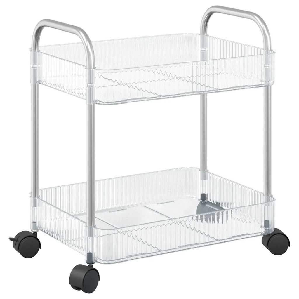 vidaXL Küchenwagen 37 x 28 x 435 cm Küchenwagen Aufbewahrungswagen 2 Etagen Transparent 3