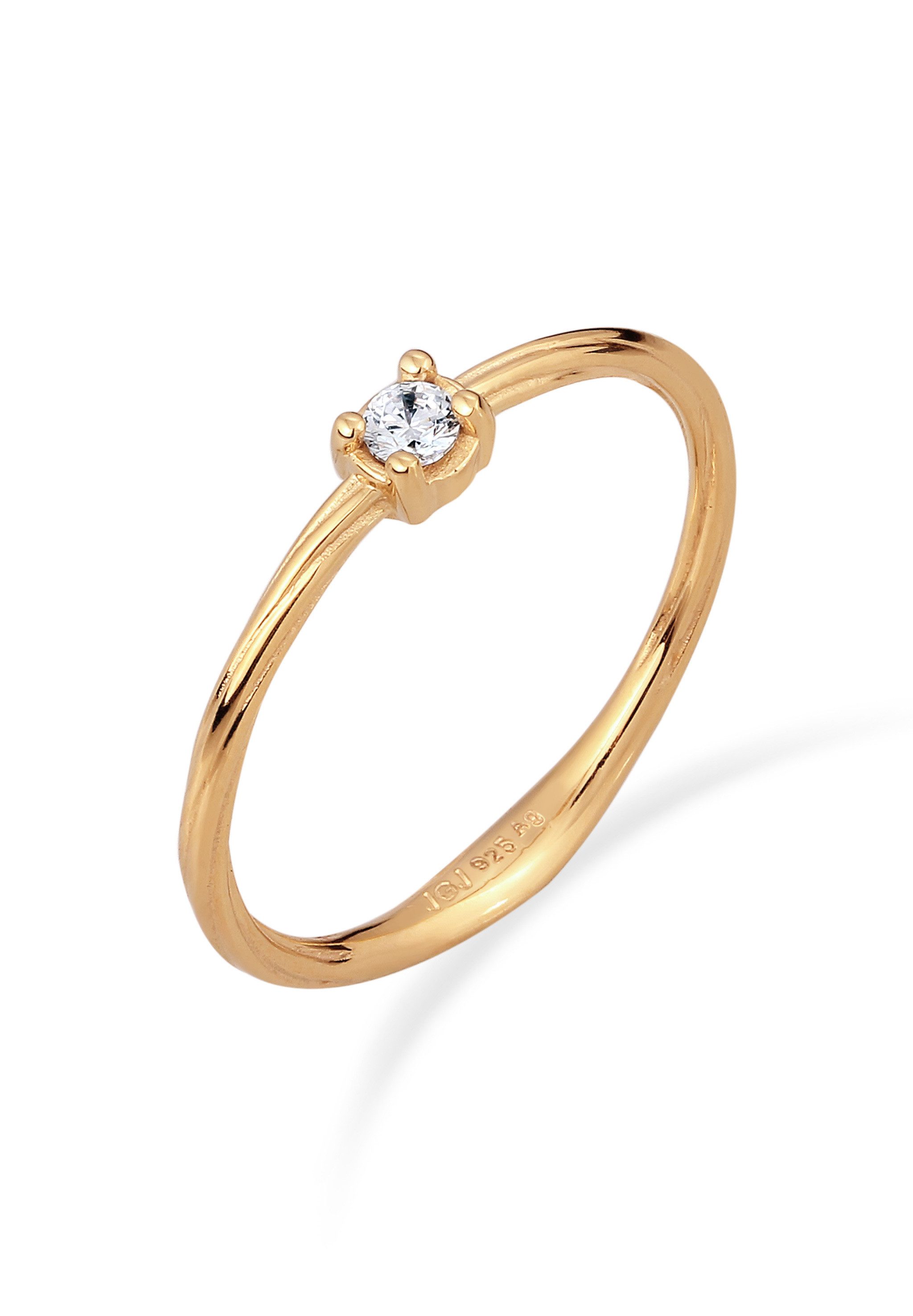 Diamantring Solitär Diamant Weiß Brillantschliff (0.06 ct) 925 Sterling Silber