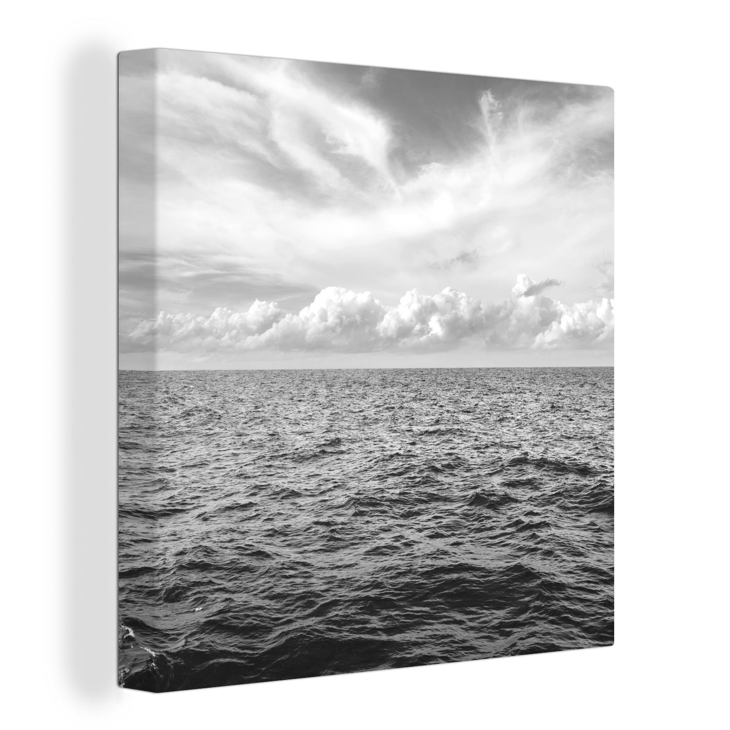 Meer Wohnzimmer dem St), OneMillionCanvasses® für auf Wellen - weiß, (1 und schwarz die Blick Leinwandbild über Leinwand Schlafzimmer Bilder