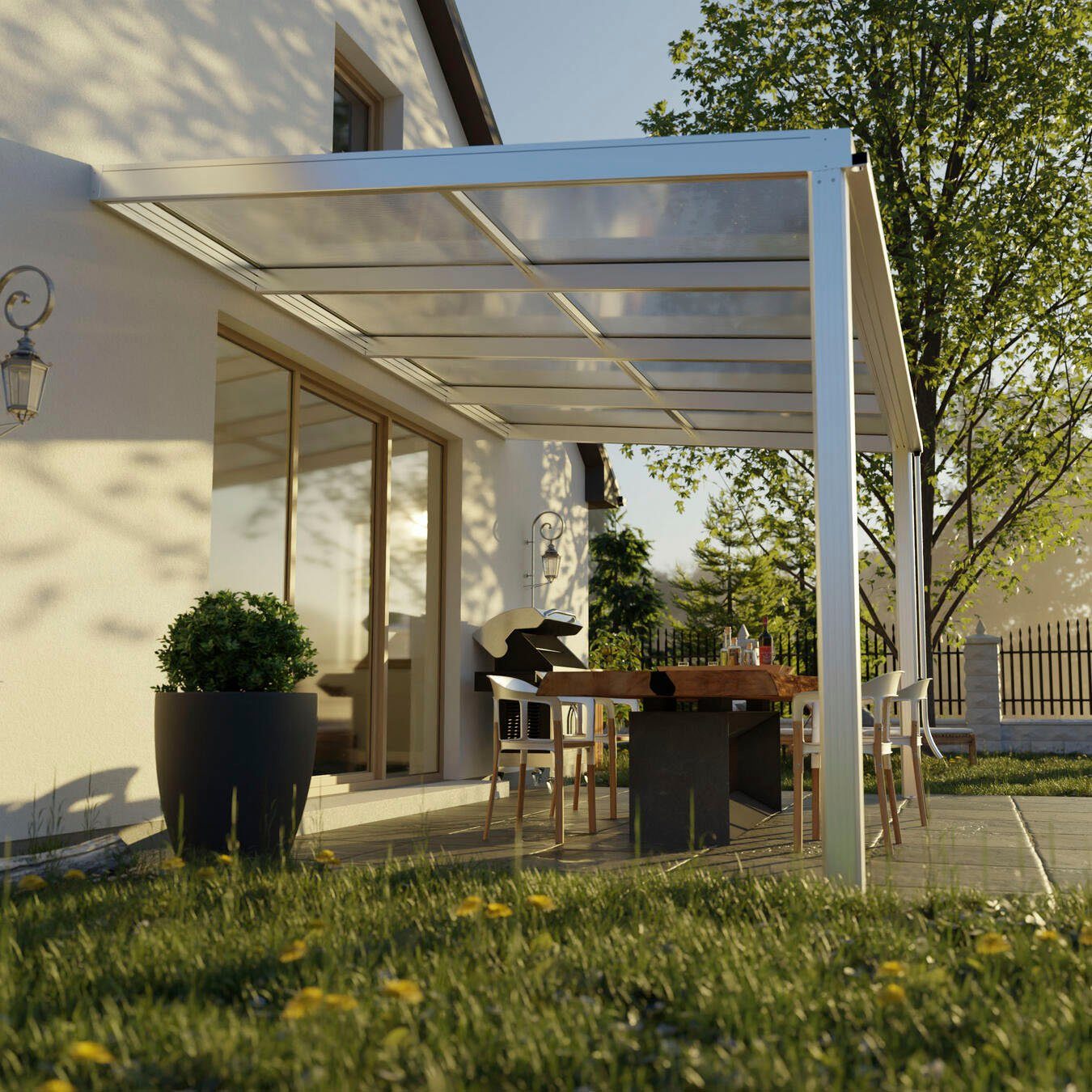 Beckmann Terrassendach Exklusiv Gr. 2, BxT: 407x270,7 cm, Bedachung Doppelstegplatten