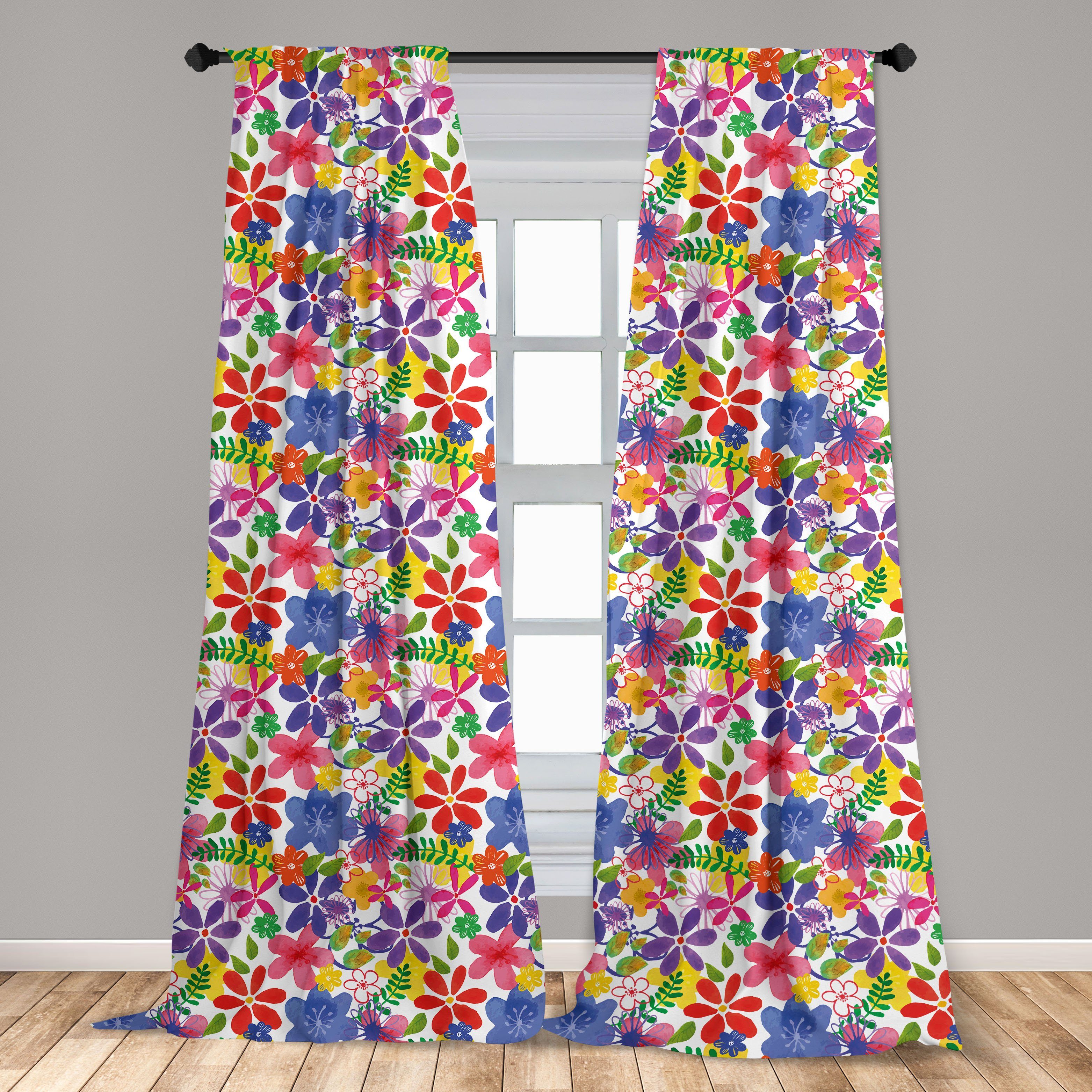 Dekor, Blüten-Muster für Blühend Gardine Frühling Abakuhaus, Microfaser, Vorhang Wohnzimmer Schlafzimmer