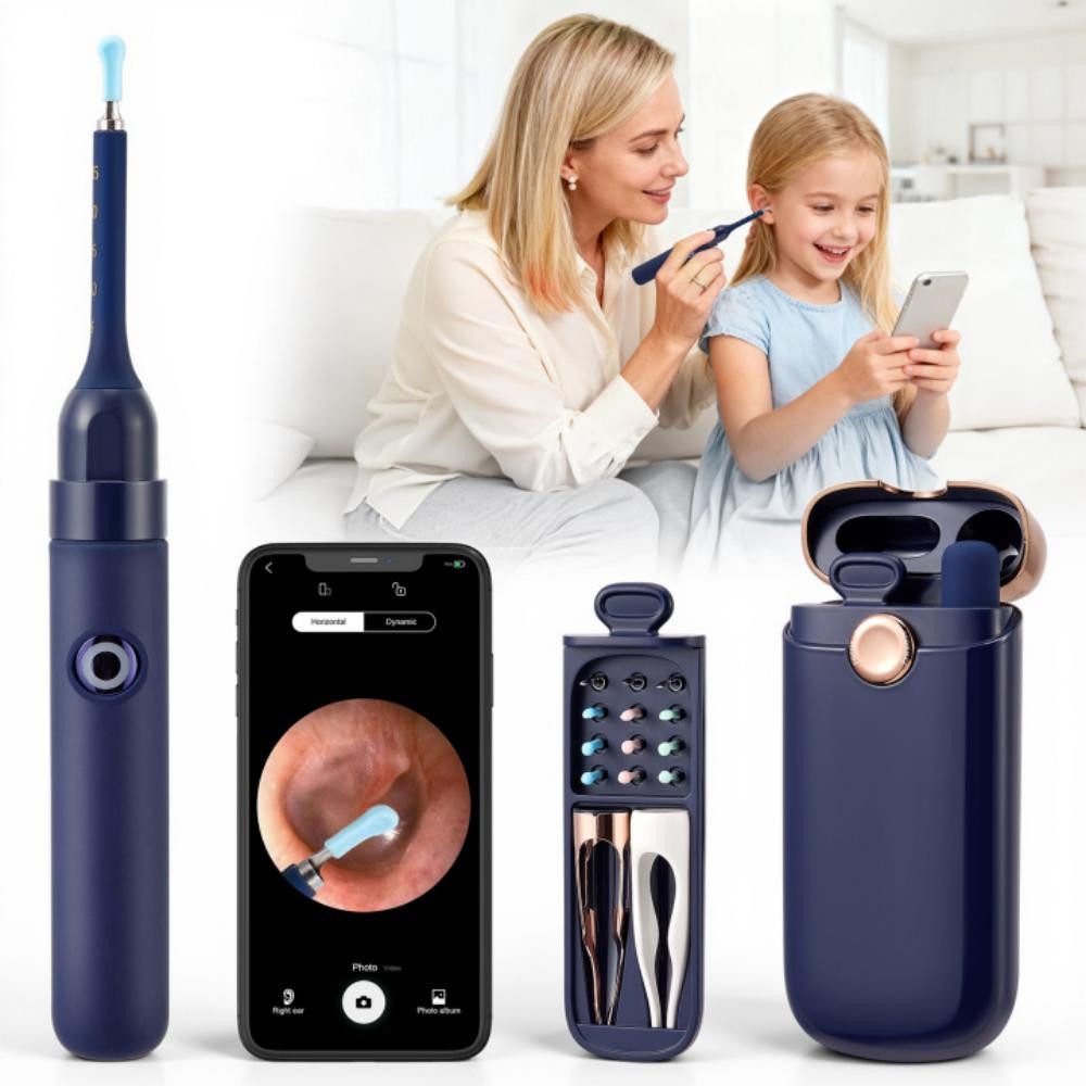 i@home Elektrischer Ohrenreiniger mit 1920P HD Kamera – für die ganze Familie, Ohren-&Nasenreiniger mit 8 MP Kamera,Pinzette & Box für die Familie.