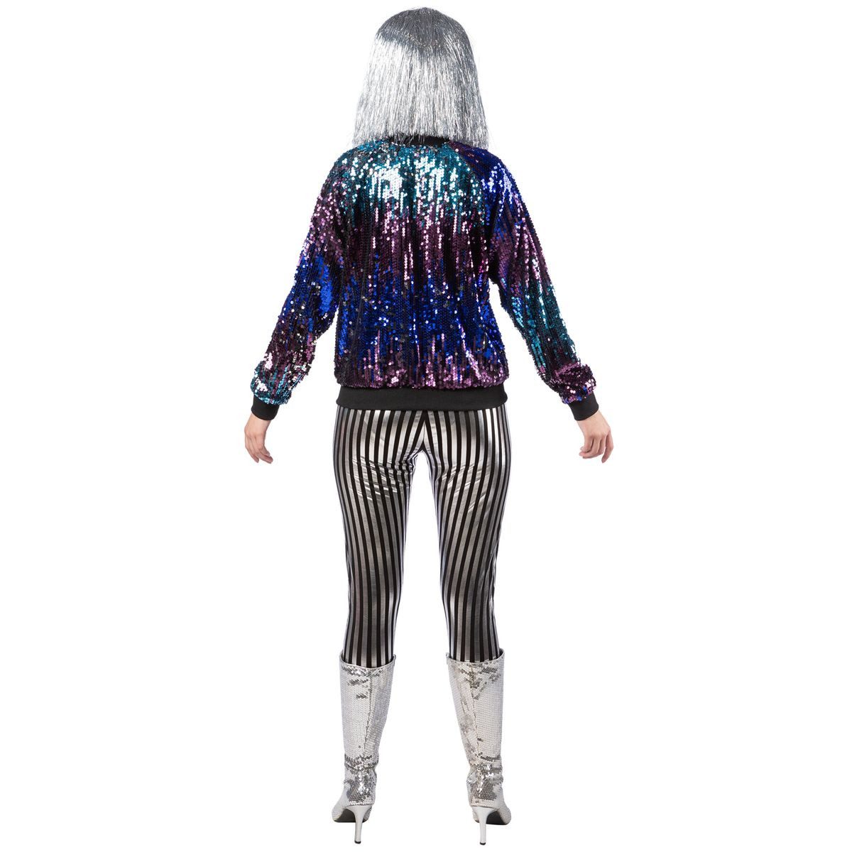 Orlob Kostüm Disco Paillettenjacke Blau Lila 80er 90er Jahre für Erwachsene