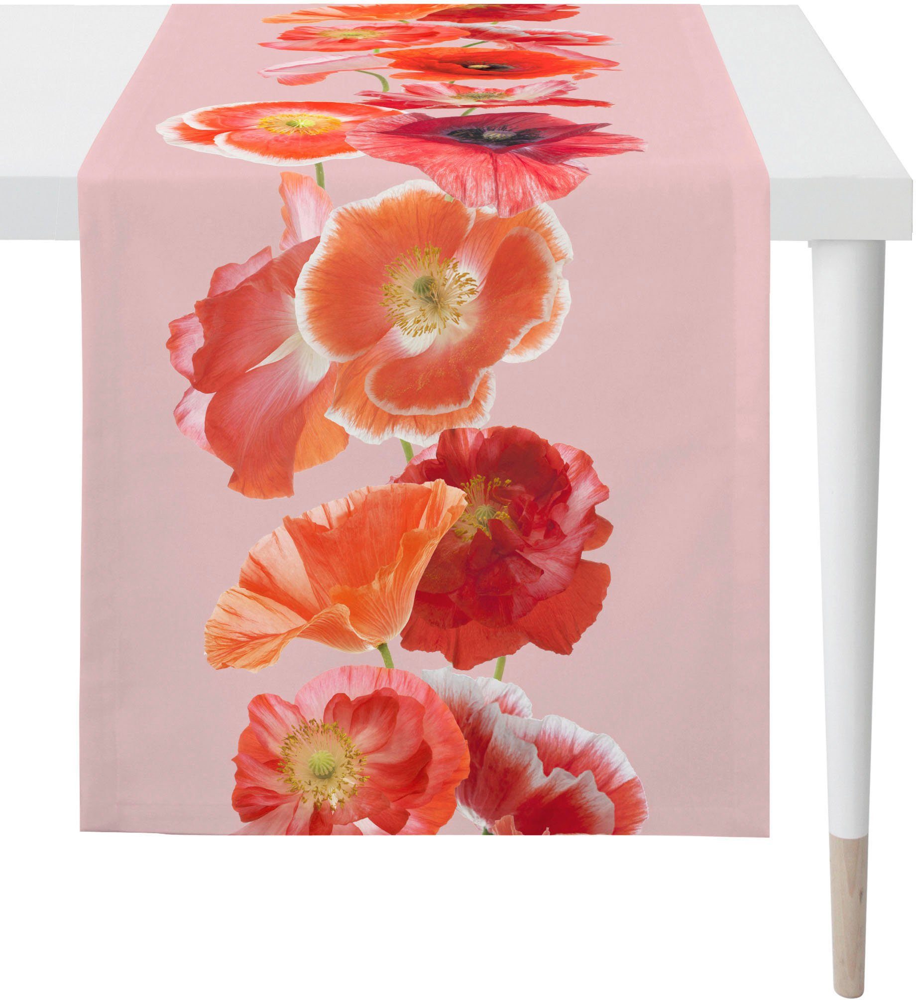 APELT Tischläufer 6854 SUMMERTIME, Sommerdeko, Sommer (1-tlg), mit Blumenmotiv, Digitaldruck, roter Klatschmohn rosa, rot