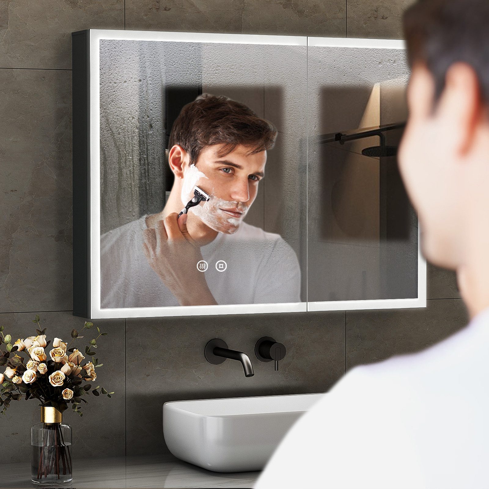 WDWRITTI Badspiegel Spiegelschrank mit beleuchtung Hängeschrank Wandschrank günstig online kaufen