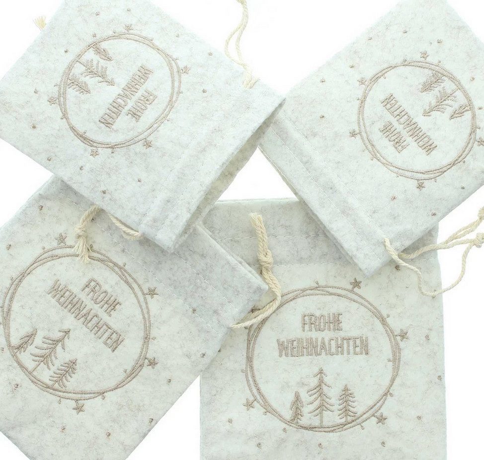 Home-trends24.de Geschenkbox Geschenkbeutel Frohe Weihnachten Deko Geschenkverpackung 4er Set