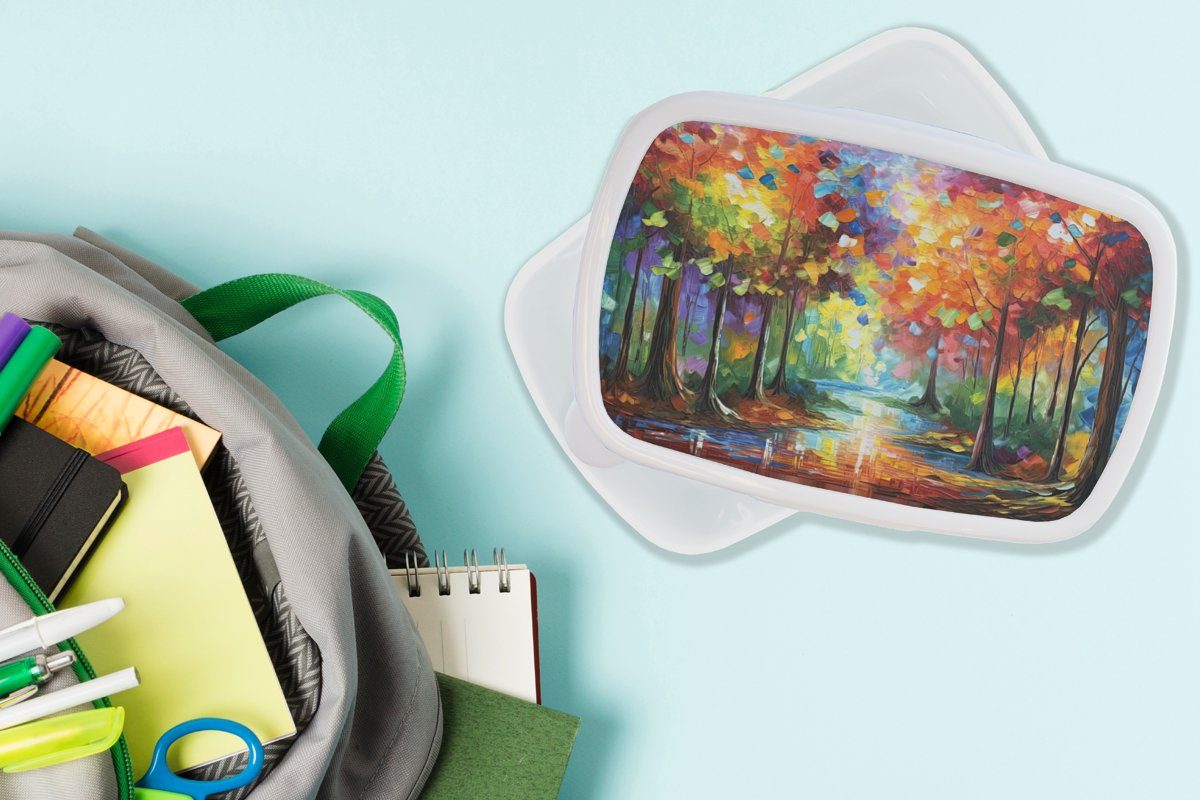 - Natur, Erwachsene, Landschaft und Kunststoff, Jungs Brotdose, Kinder weiß (2-tlg), - Wald Farben und für MuchoWow Mädchen Brotbox Lunchbox - für
