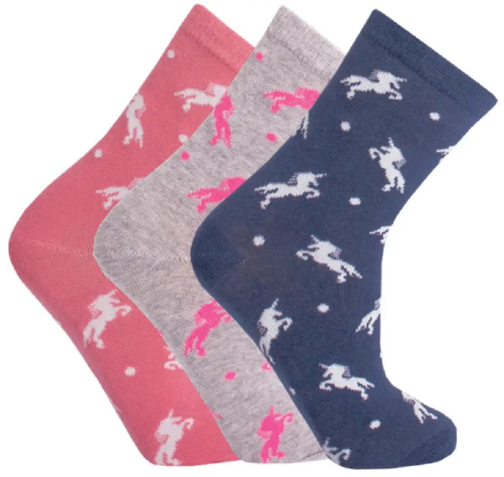 Mein Style Freizeitsocken Kindersocken Einhorn 3-er Bündel gemischte Farben (3-er Bündel, 3-Paar, 3 Paar) lustiges Design