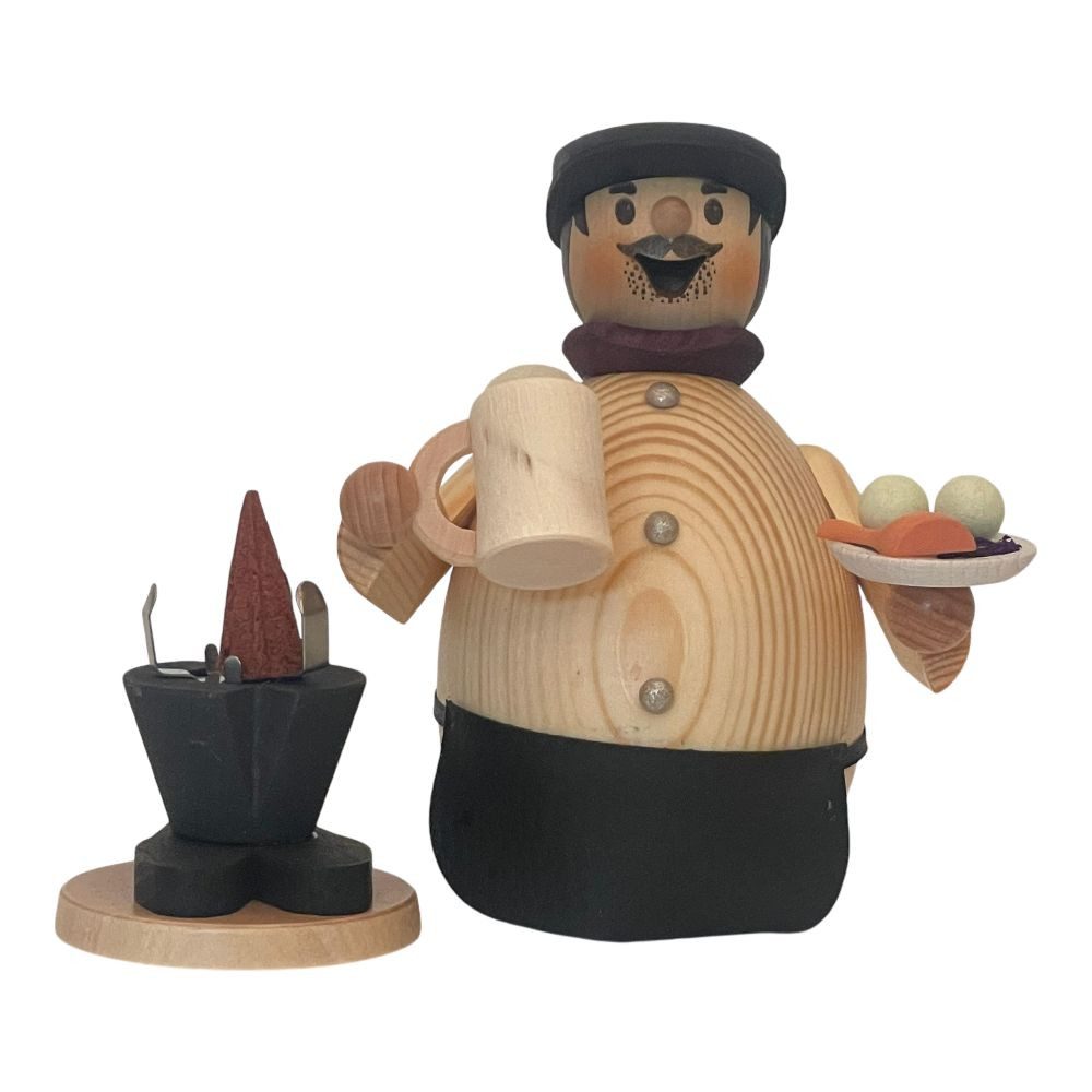 Drechslerei Kuhnert Räuchermännchen Räucherfigur Rauchmann Max Wirt 16 cm - Echt Erzgebirge