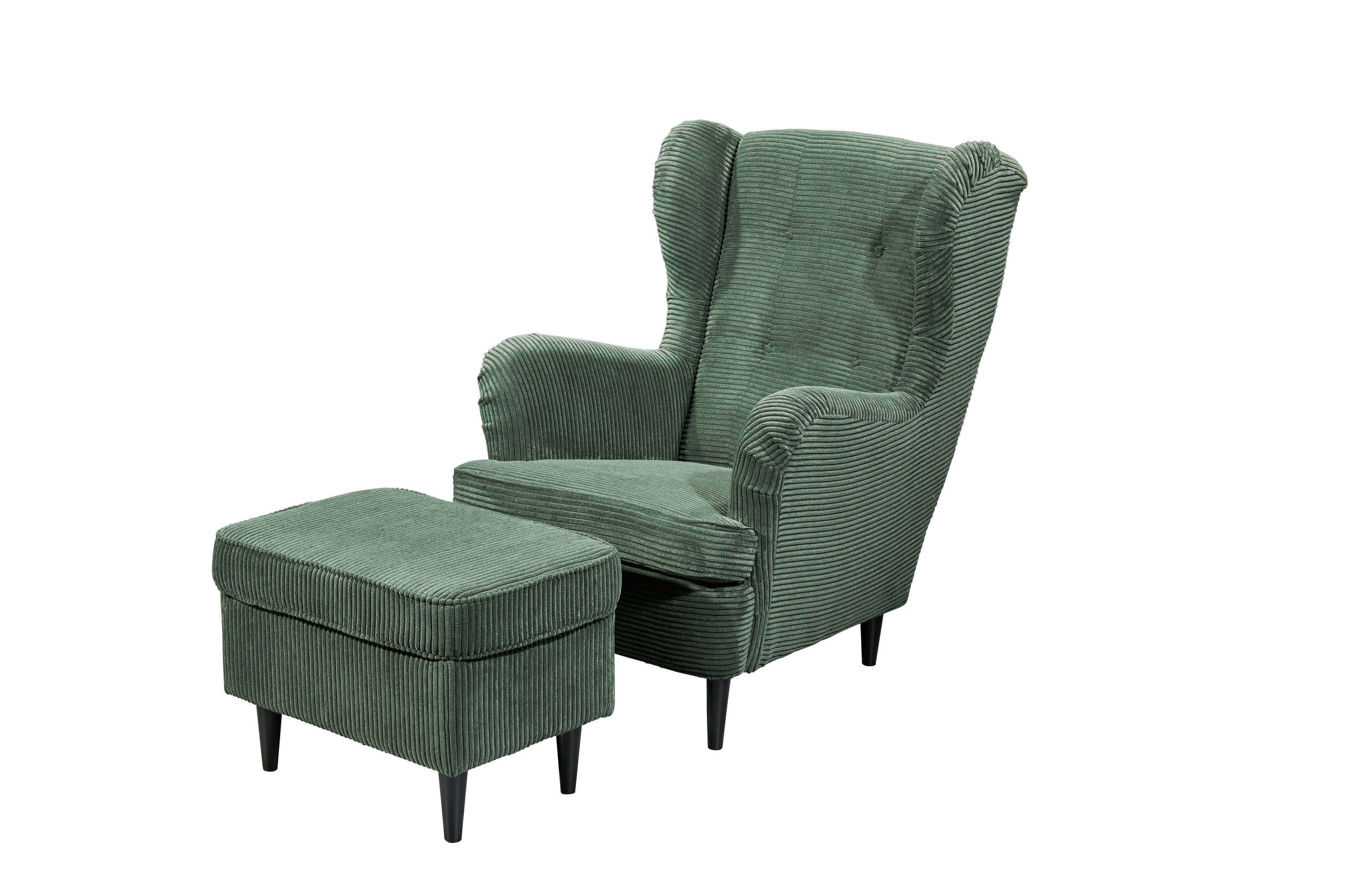 freiraum Кресла OSKAR (Sessel und Hocker), (Sessel und Hocker) in winter moss - 78x102x98 (BxHxT)