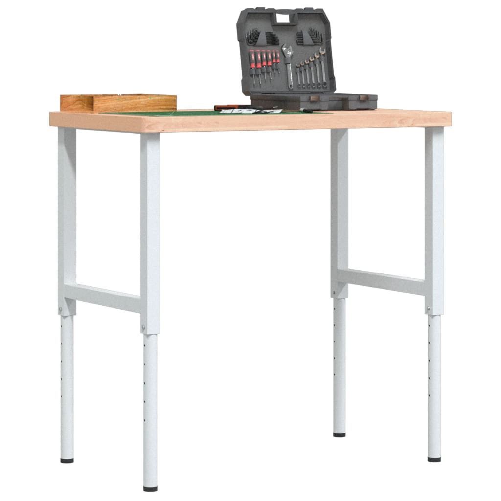 vidaXL Werkbank Werkbank 100x60x(73-99,5) cm Massivholz Buche Rechteckig, (1-tlg)