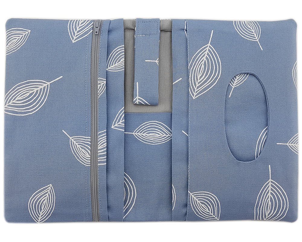 kleine Wickeltasche Wickelmäppchen JOLLAA & Windeltasche Windeln für Canvas Feuchttücher, Blätter Blau,