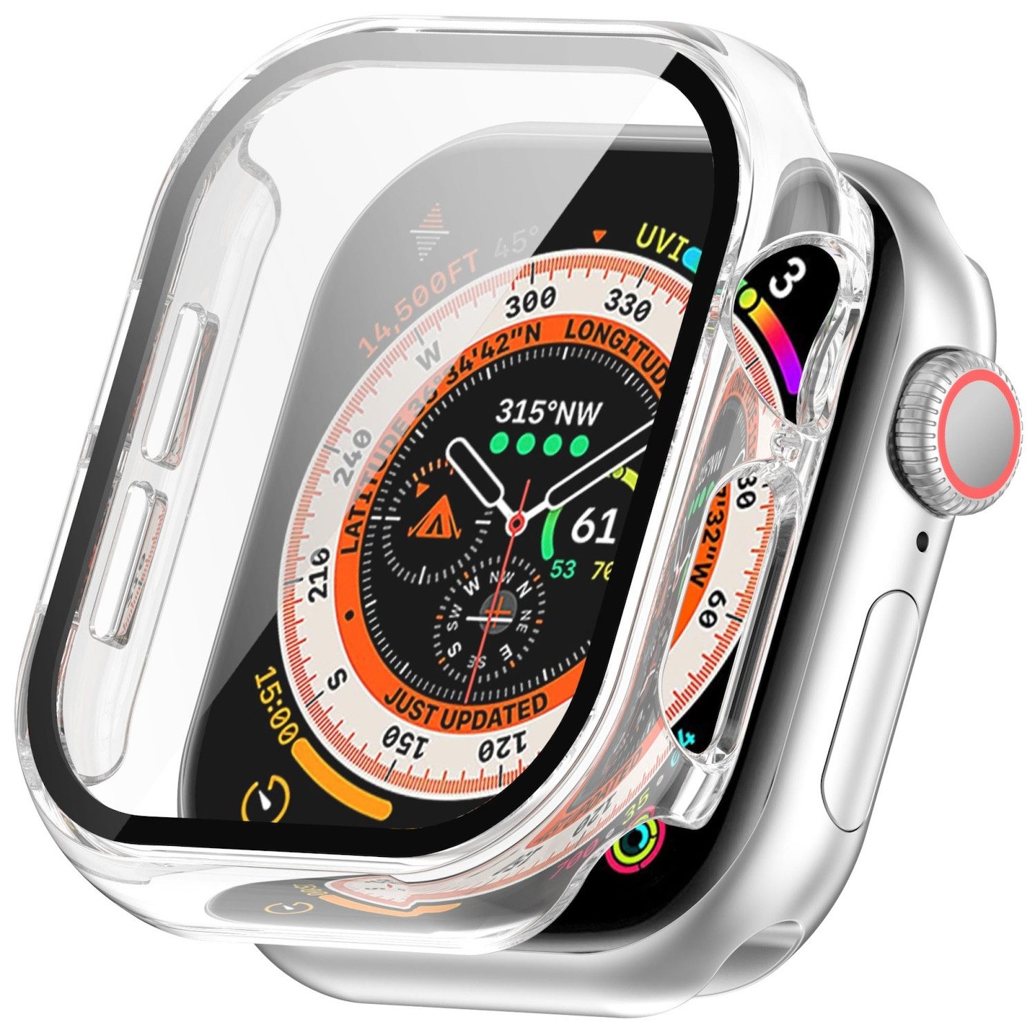 Wigento Smartwatch-Hülle Für Apple Watch Series 11 / 10 42mm Kunststoff Hülle + H9 Transparent, Schutzhülle aus PC + Panzerglas für Rundumschutz