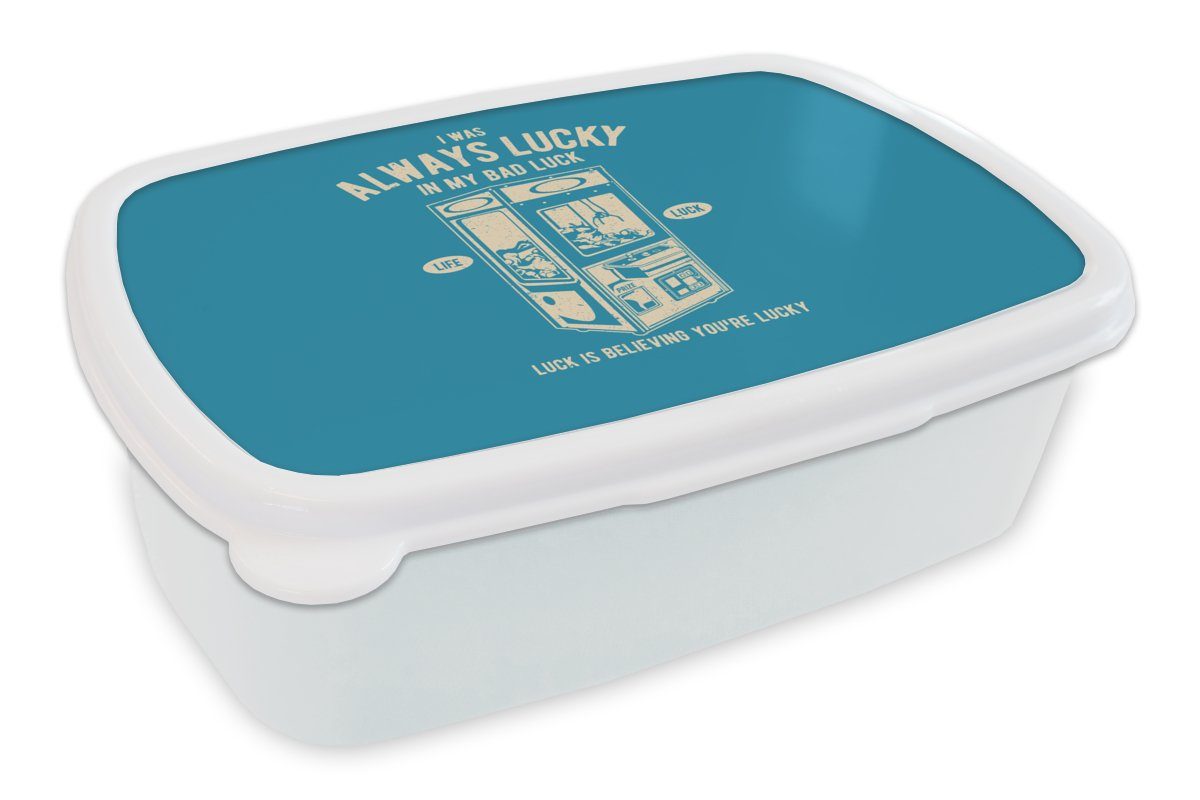 MuchoWow Lunchbox Greifer - Vintage - Einfach, Kunststoff, (2-tlg), Brotbox für Kinder und Erwachsene, Brotdose, für Jungs und Mädchen weiß