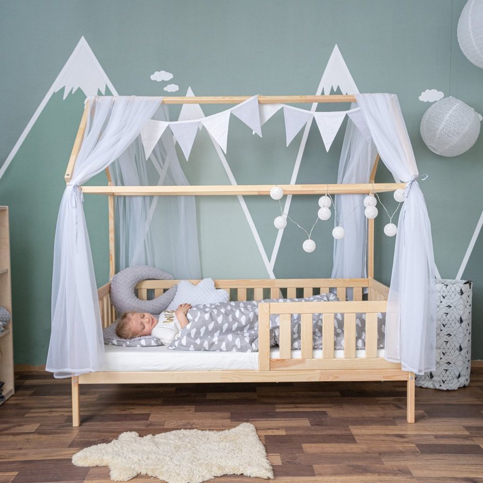 Alcube Kinderbett »HEIM«, Hausbett 80×160 cm inklusive Rausfallschutz und Lattenrost, Liegefläche Einzelbett 160×80 cm, Abenteuerbetten für Mädchen…