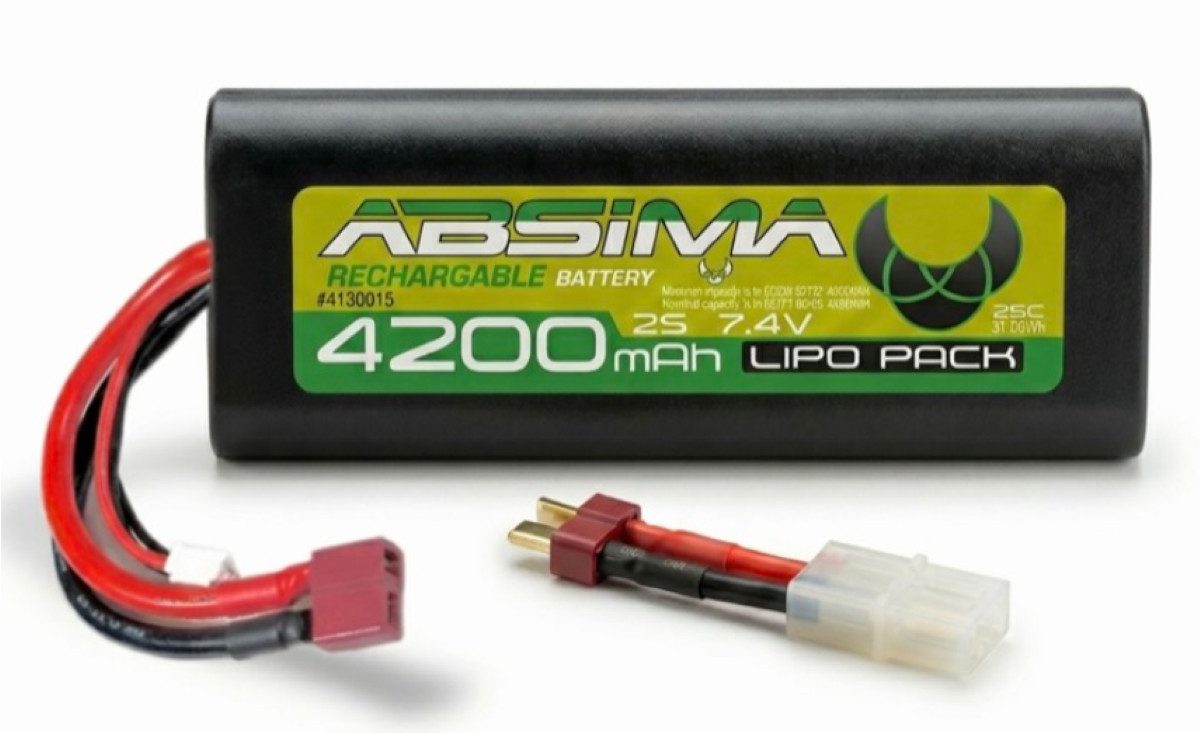 Absima 7.4 V 2S 4200 mAh LiPo-Akku Greenhorn RCase (T-Plug + Tamiya) 4130015 Akku 4200 mAh