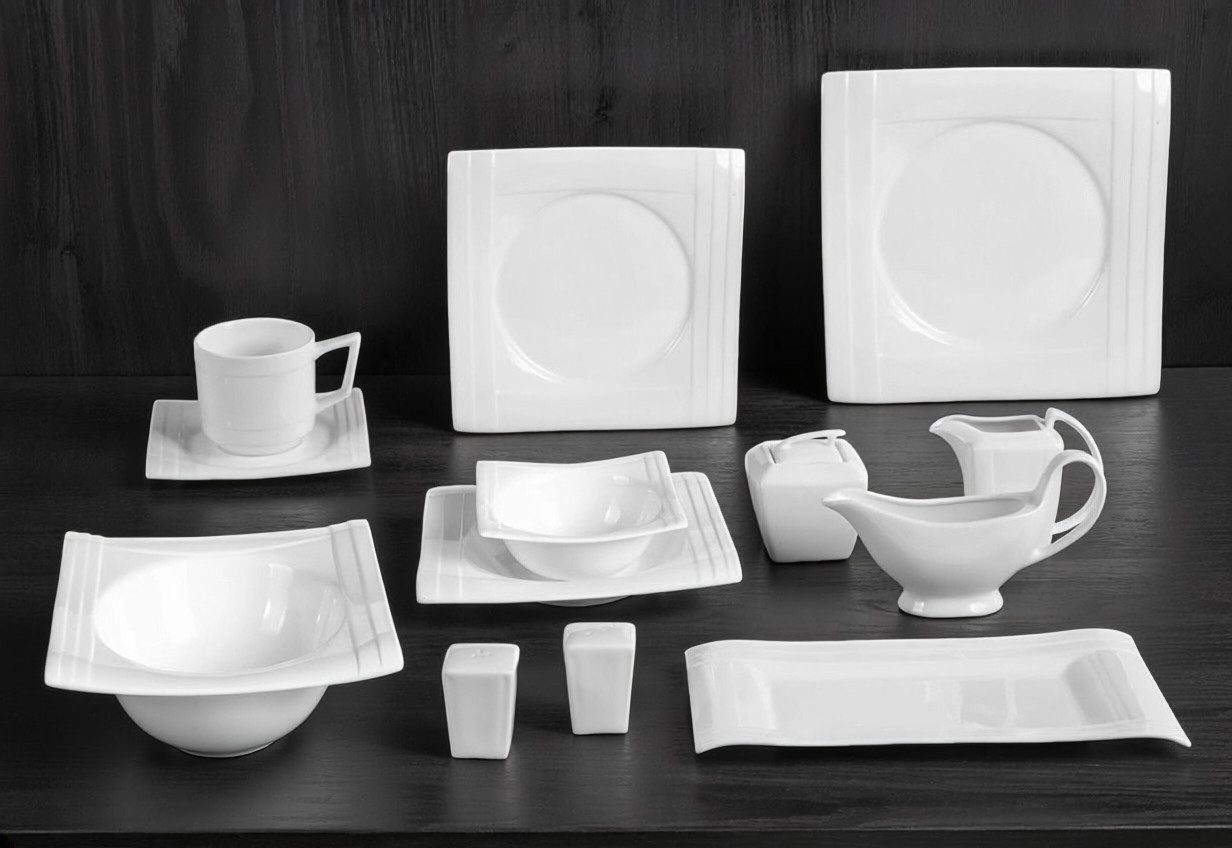 Tullip Kombiservice (43-tlg), 6 Personen, Stilvolles Tafelservice & Kaffeeservice – Geschirr-Set, Designed in DE