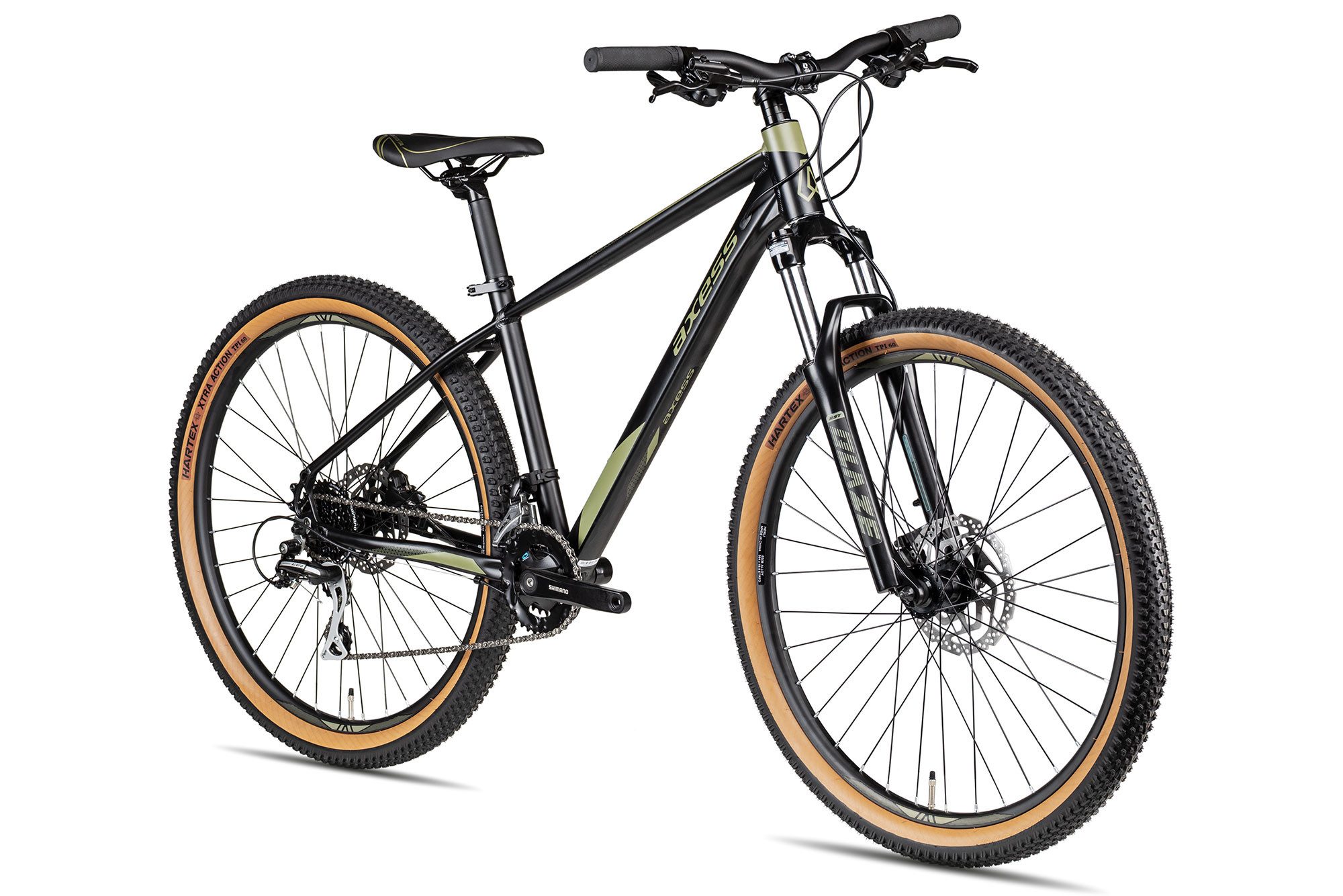 Axess Mountainbike KEEDO, 16 Gang Shimano Acera M3020 8 speed Schaltwerk, Kettenschaltung, MTB-Hardtail Herrenrad 27,5 Zoll schwarz/grau