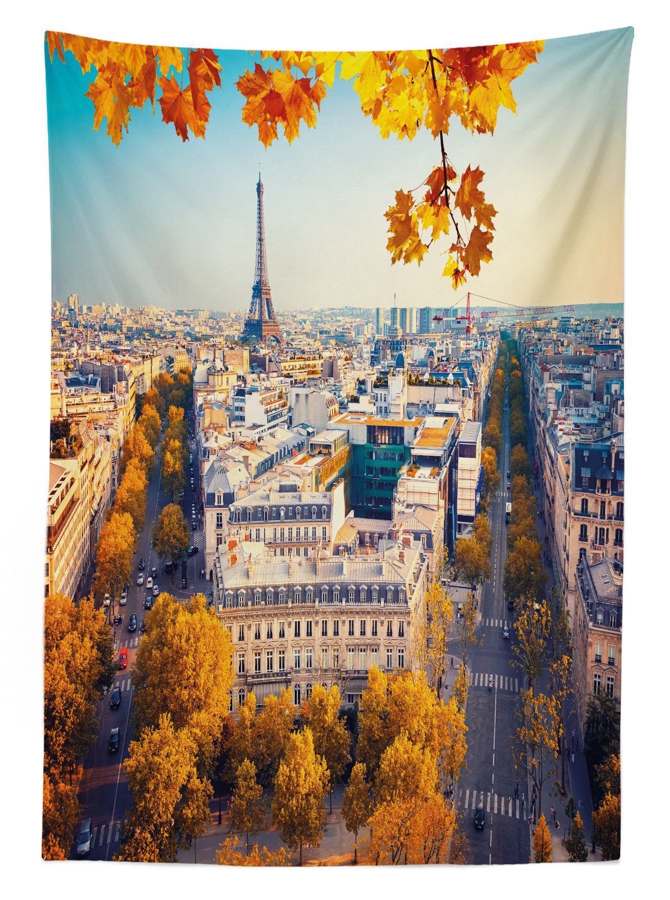 Herbst Eiffelturm Farbfest Luftaufnahme den Farben, geeignet Waschbar Außen Tischdecke Für Bereich Abakuhaus Klare