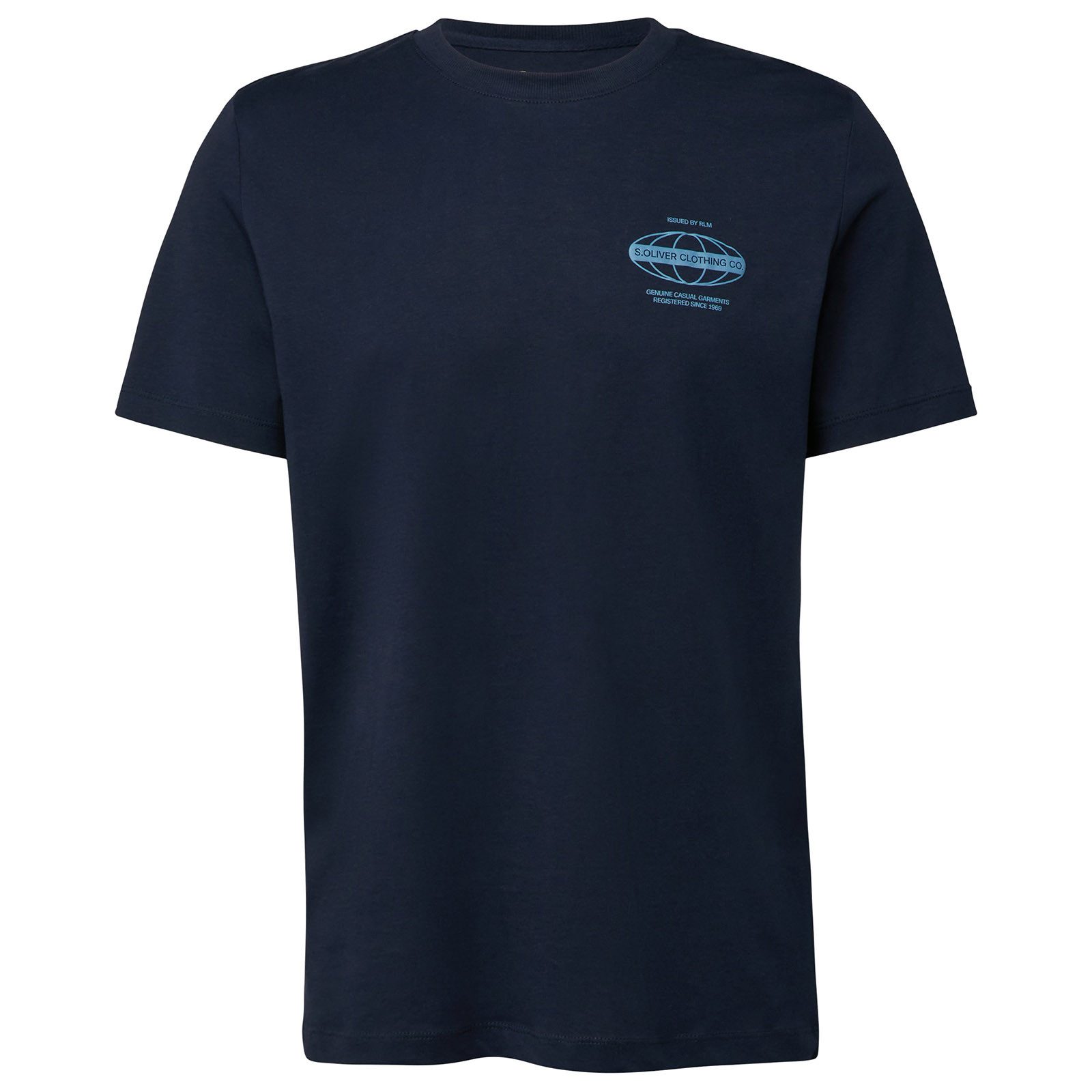 s.Oliver Rundhalsshirt s.Oliver Übergrößen Brustprint T-Shirt dunkelblau