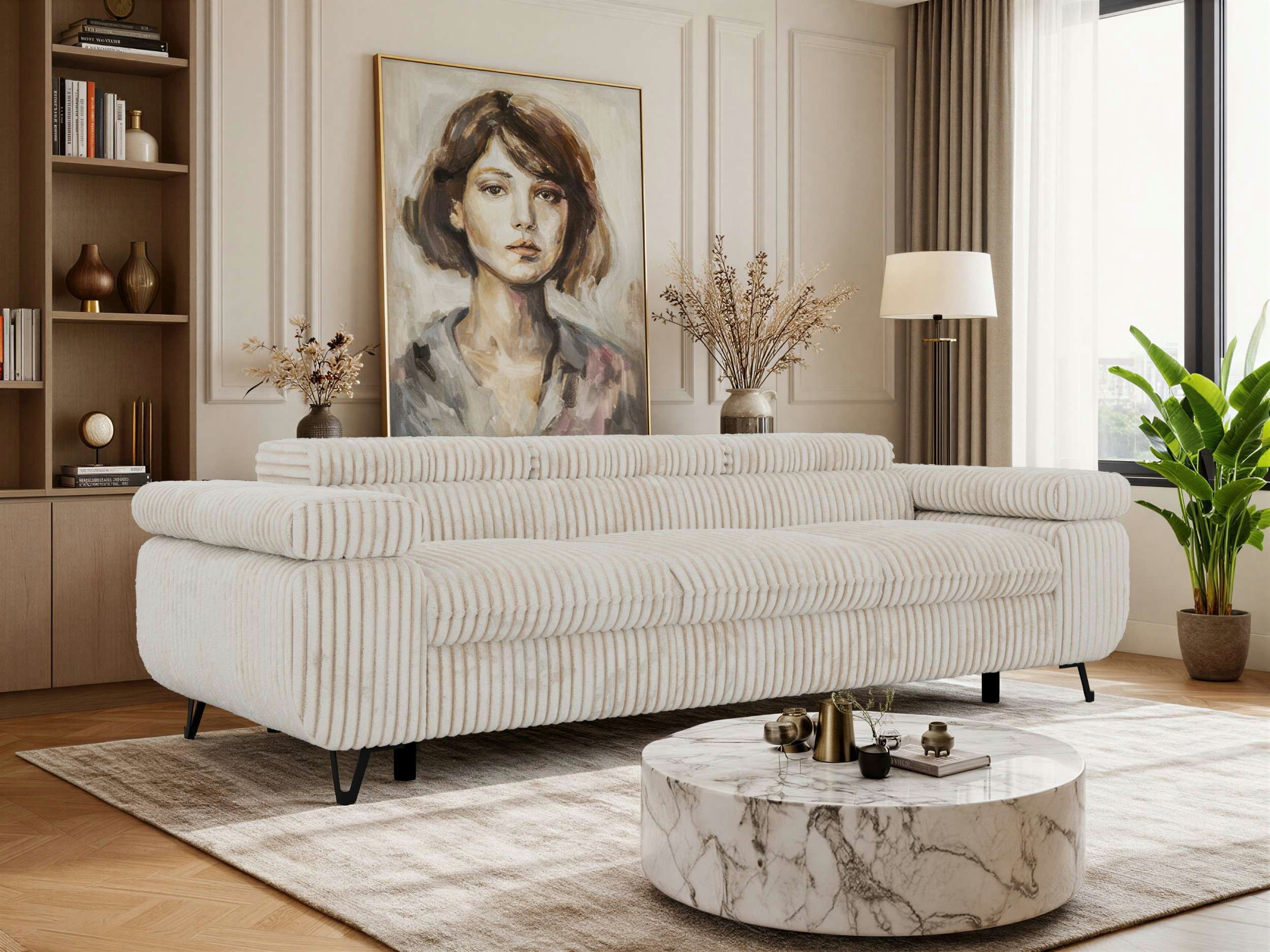 MKS MÖBEL Sofa PETER, Polstersofa mit verstellbaren Armlehnen, 3-Sitzer Sofa, Wellenfedern
