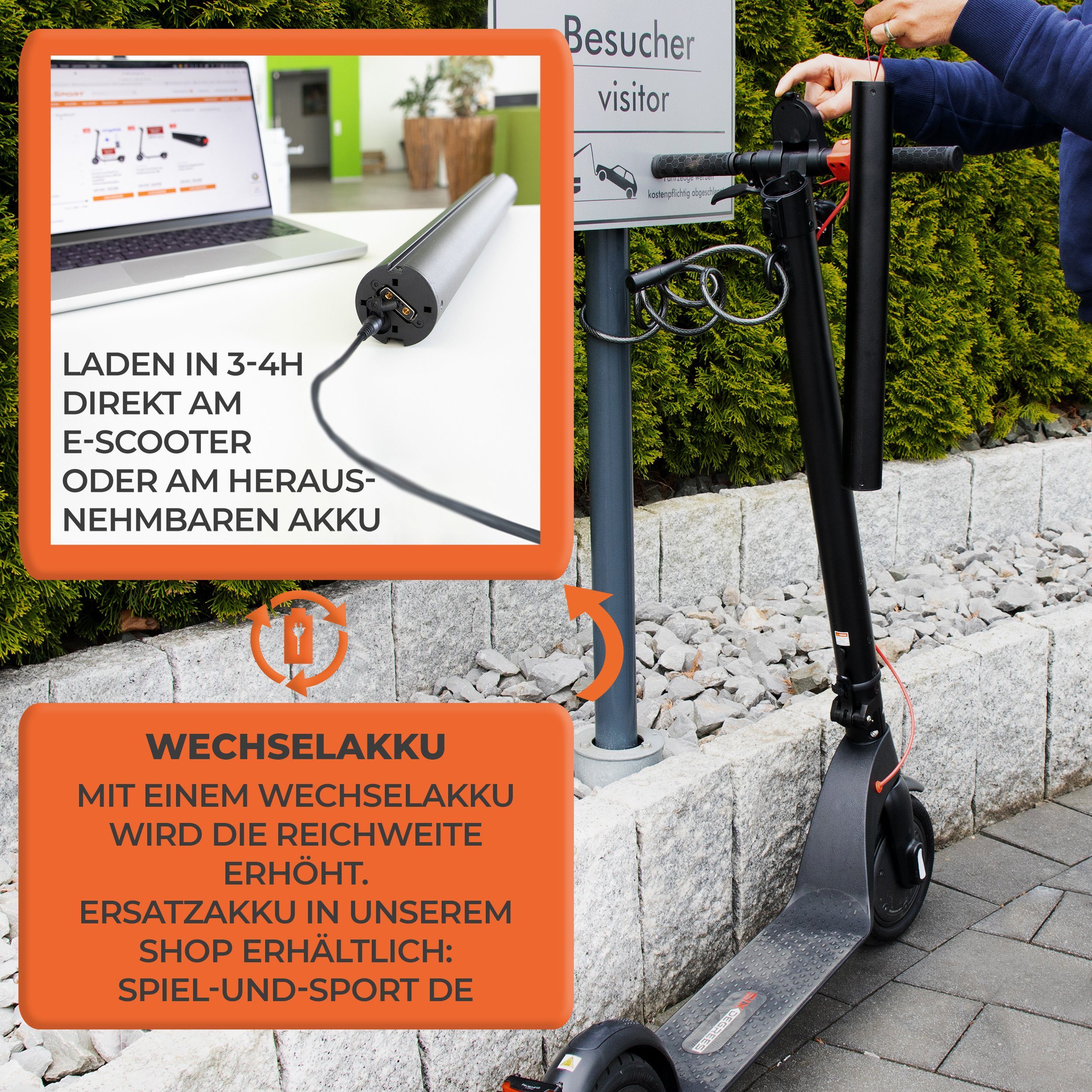 Scoot One E-Scooter mit Straßenzulassung, Elektroscooter E7 Elektroroller, 20,00 km/h, klappbar, extra breiter Lenker, schnelle Lade Zeit