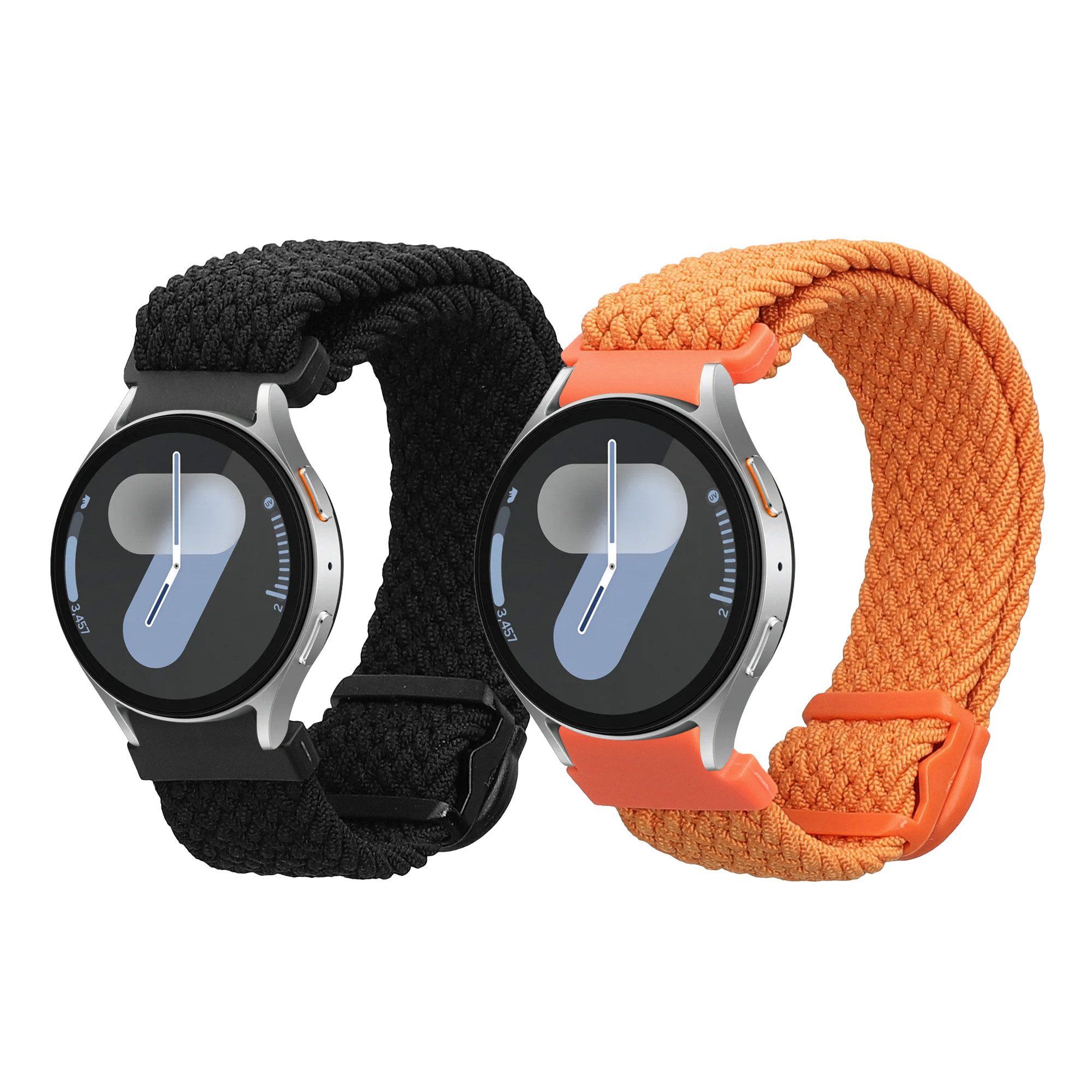 kwmobile Smartwatch-Armband 2x Uhrenarmband für Samsung Galaxy Watch 4 / 5 / 6 Galaxy Watch 7 / FE, Fitnesstracker Band Set aus Nylon - Ersatzarmband Smartwatch