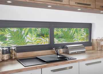 Fensterfolie Look Palm Leaves green, MySpotti, halbtransparent, glatt, 200 x 30 cm, statisch haftend