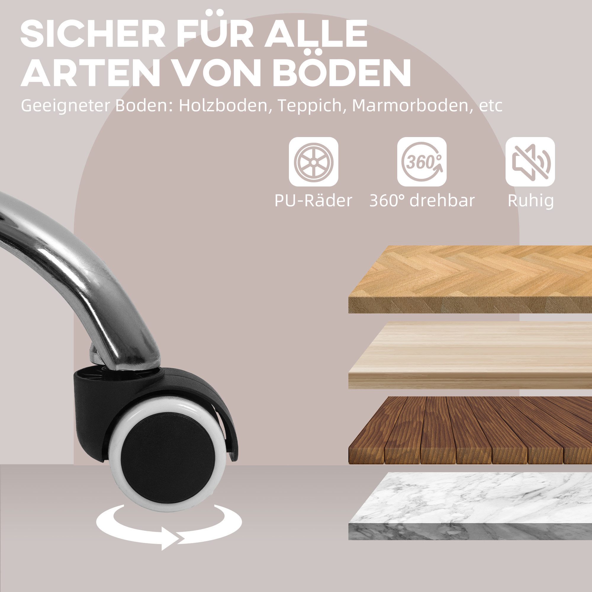 HOMCOM Bürostuhl drehbar, mit Rücken- und Armlehne, Samtoptik (höhenverstellbarer Drehstuhl, 1 St), für Büro, Arbeitszimmer, Grau