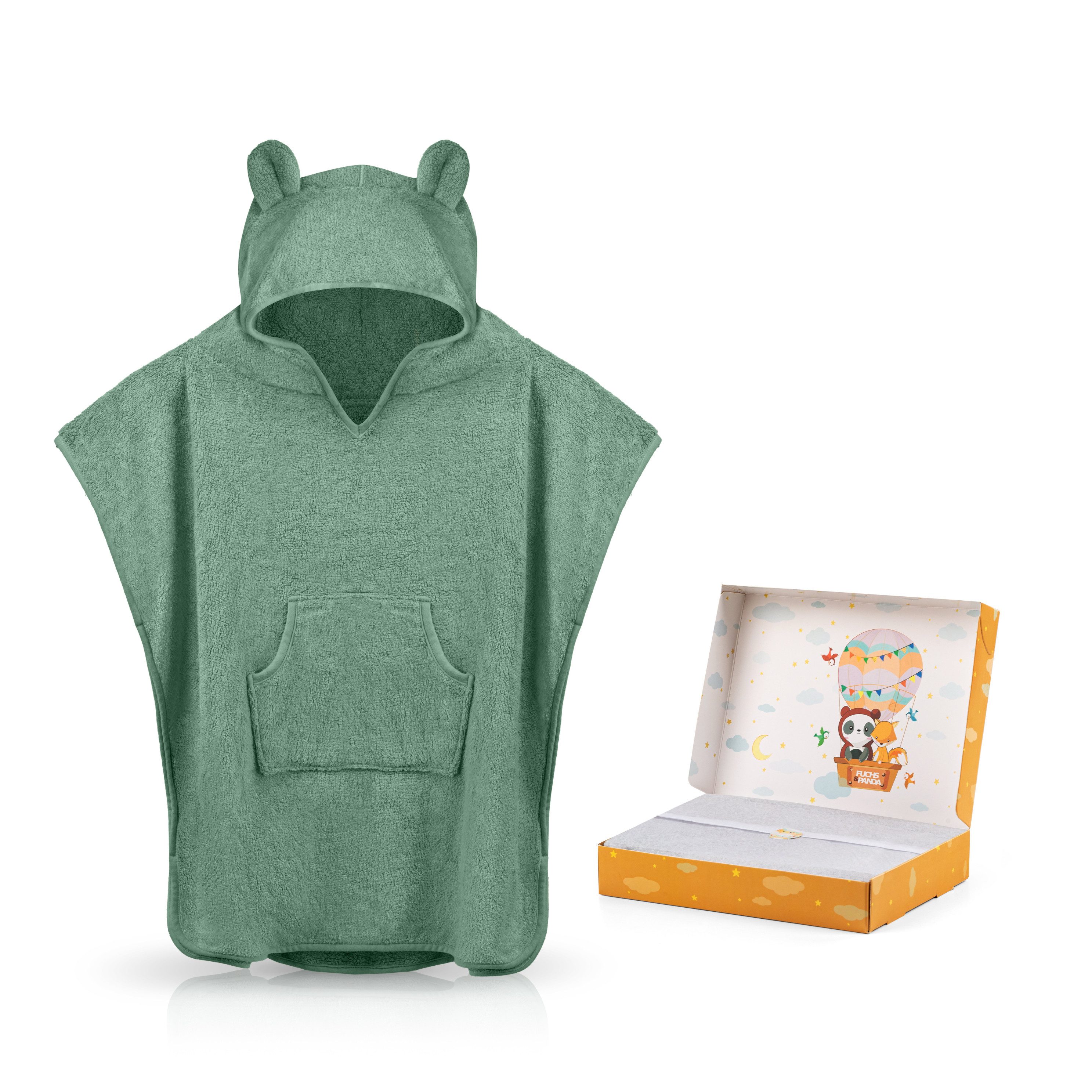 Fuchs & Panda Badeponcho Kuscheliger Badeponcho Baby und Kinder (0-4Jahre) aus 100% Bambus, 100% Bambus: Antimikrobiell, Atmungsaktiv, Hypoallergen, Superweich