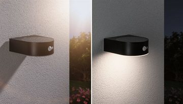 Paulmann LED Außen-Wandleuchte Solar Eileen IP44 3000K 400lm Schwarz, LED fest integriert, Warmweiß, Bewegungsmelder