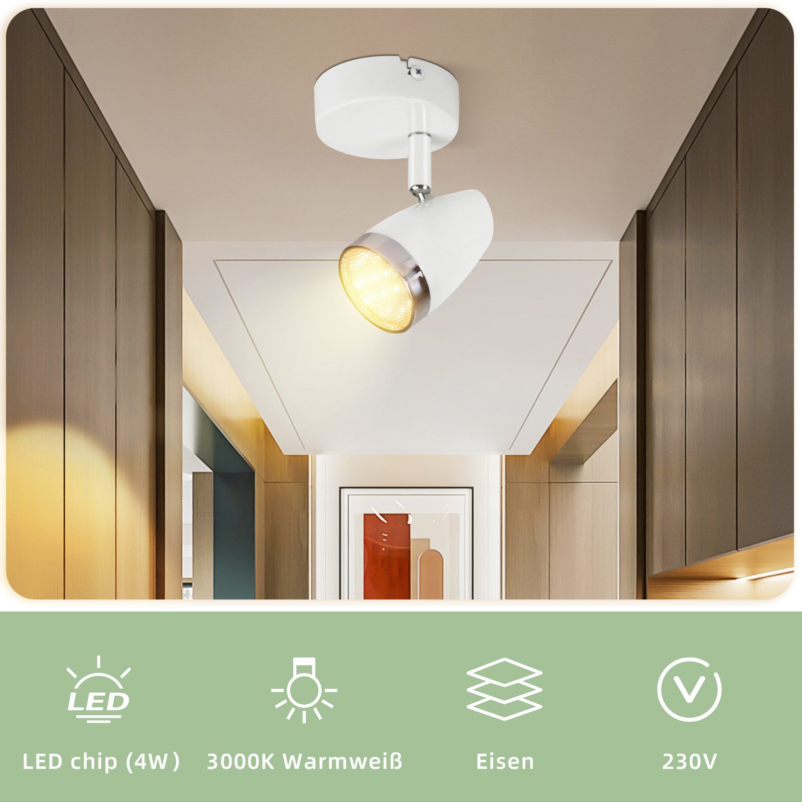 Nettlife LED Deckenstrahler 1/2/3/4 Flammig Modern 4W Schwarz/Weiß Warmweiß günstig online kaufen