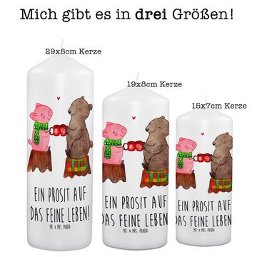 Mr. & Mrs. Panda Formkerze 15 x 7 cm Glühschwein Sause - Weiß - Geschenk, Prost, Advent, Geschen (1-tlg), Charmanter Druck