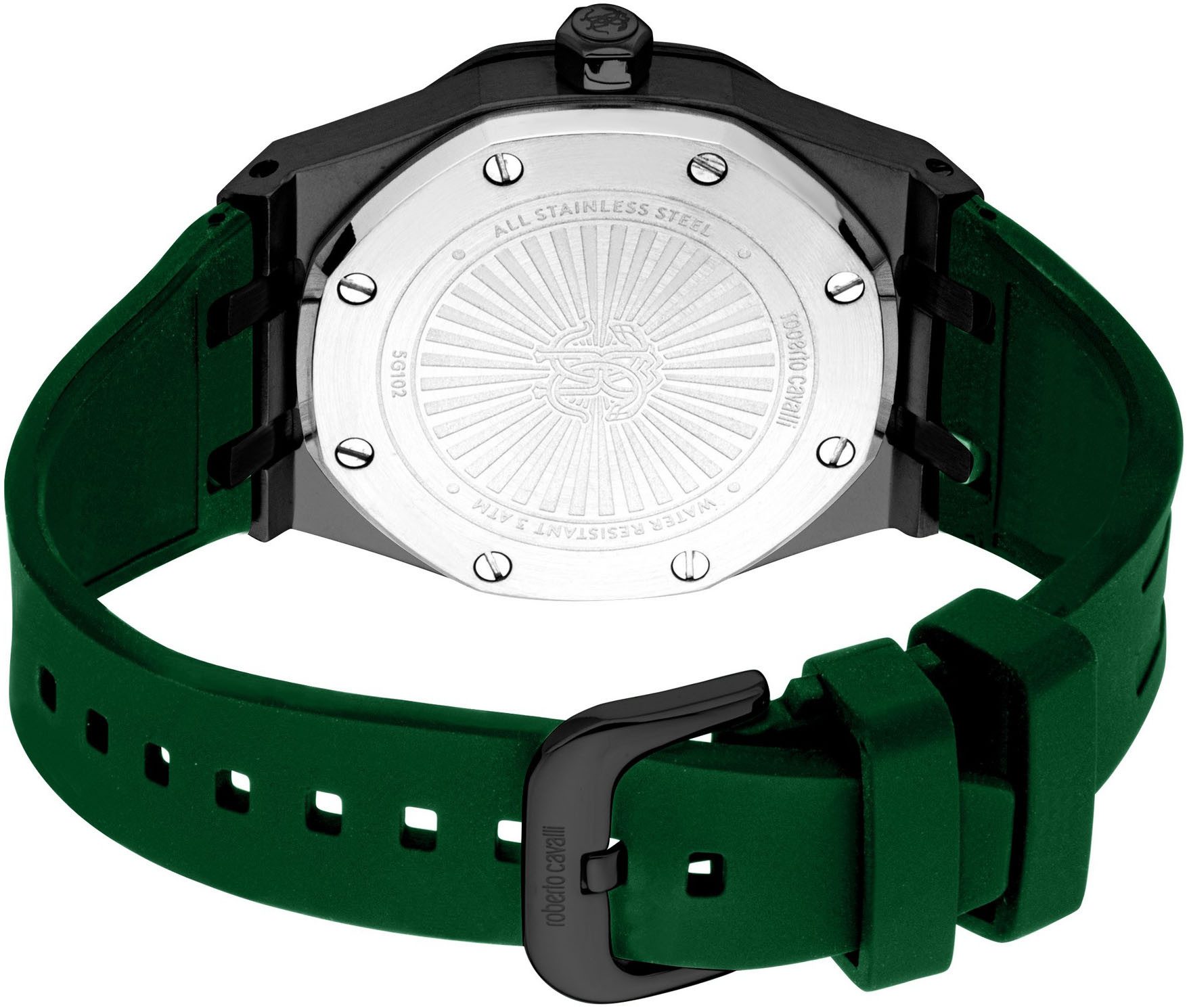 roberto cavalli Quarzuhr Uomo Ottagono RC5G102P0035, Armbanduhr, Herrenuhr, Silikonarmband, analog, Tag