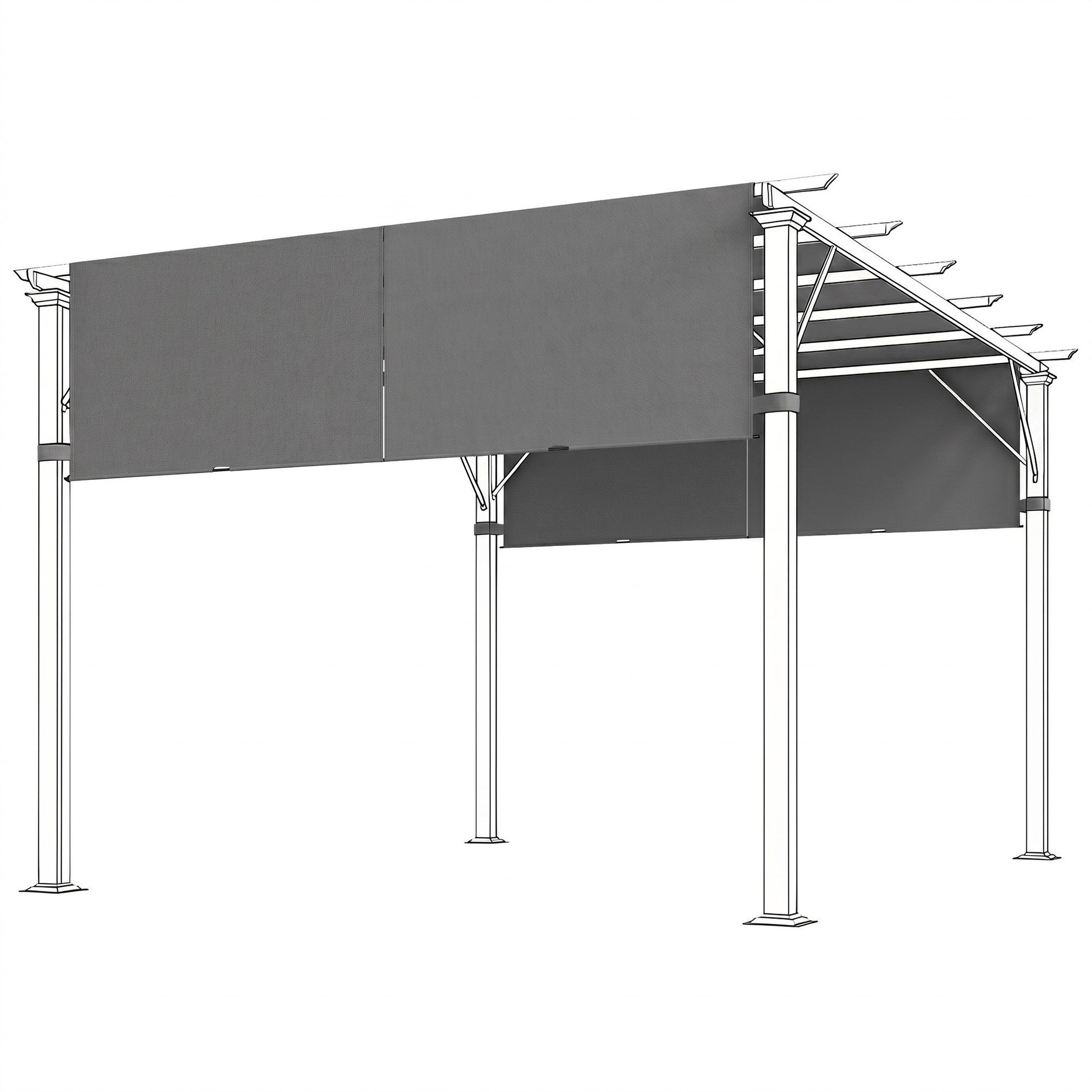 Outsunny Pavillon-Ersatzdach Ersatzdach für Pergola 488 x 122 cm mit UV-Schutz, Ersatz-Dachplane, 180 g/m², 122.0 x 122.0 cm (Sonnensegel, Terrassenüberdachung), für 3 x 3 m Pavillon, Dunkelgrau