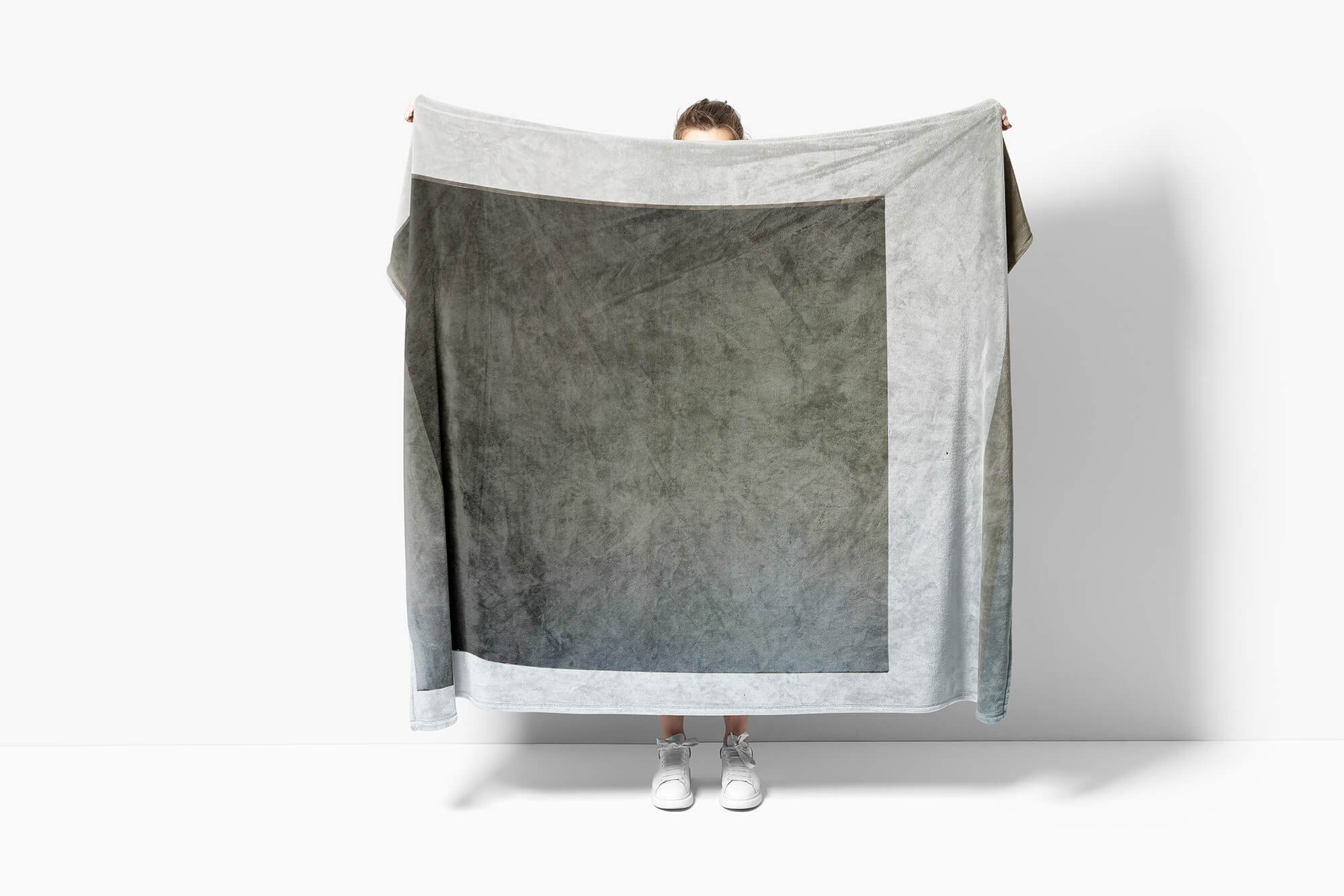 Sinus Art Handtücher Fotomotiv mit Saunatuch Baumwolle-Polyester-Mix Geometrisch, Grau Handtuch Kuscheldecke Handtuch Strandhandtuch Weiß (1-St)