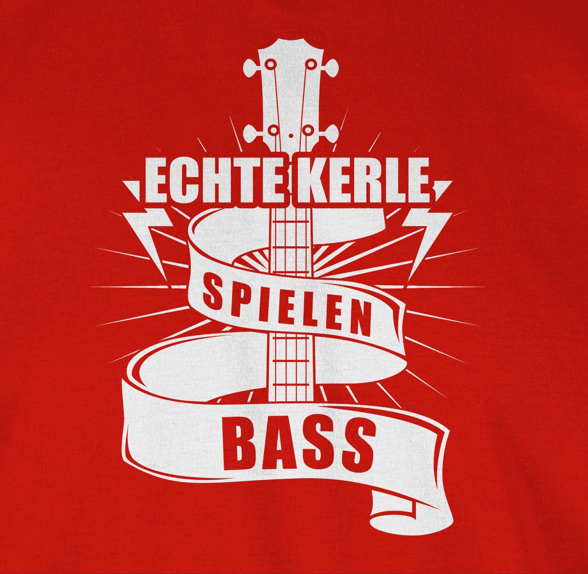 Musik 2 T-Shirt Rot Zubehör Shirtracer spielen Instrument Echte Kerle Bass