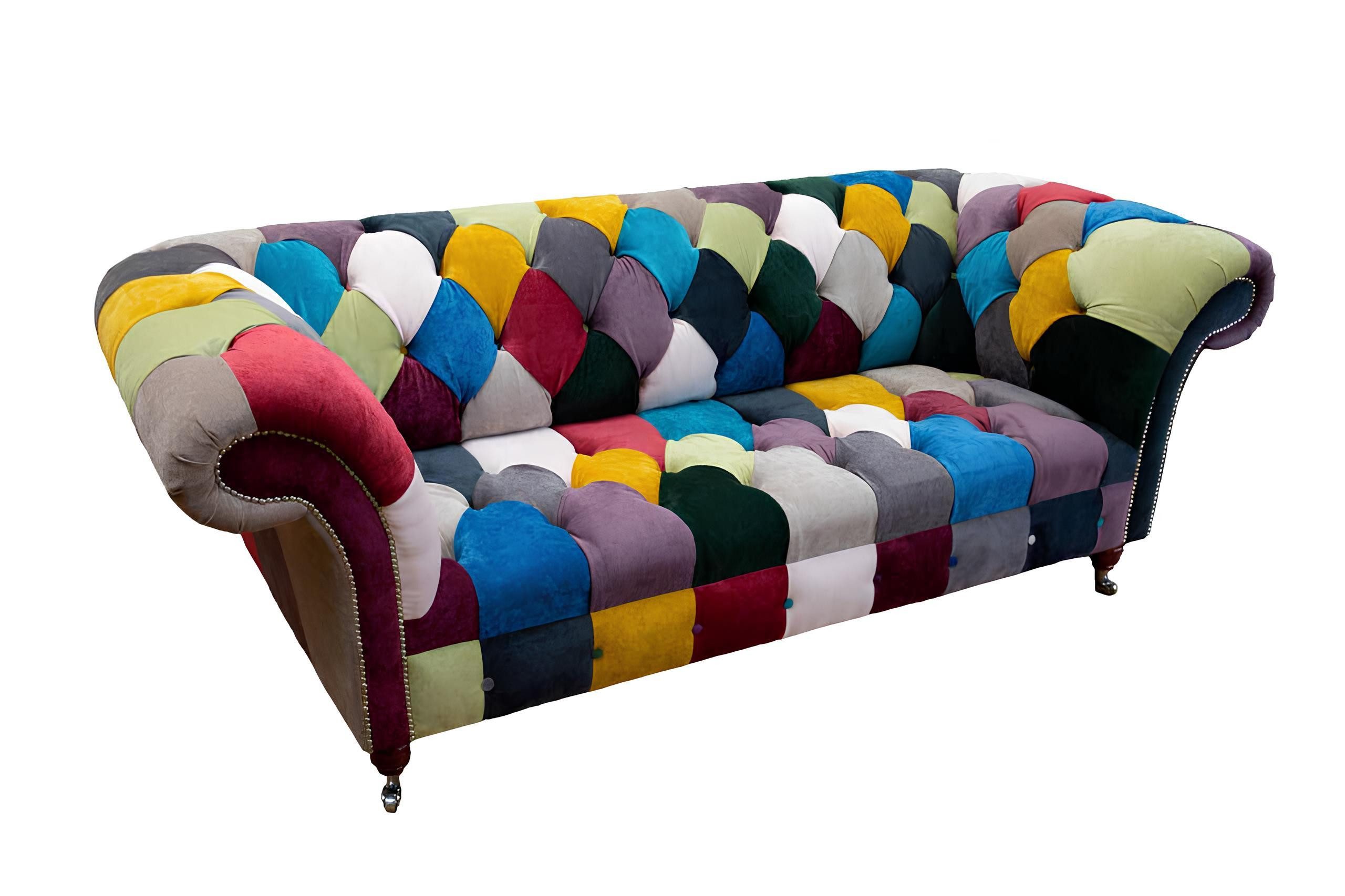 Xlmoebel Chesterfield-Sofa Chesterfield Sofa in buntem Textilbezug mit klassischem Design, Hergestellt in Europa