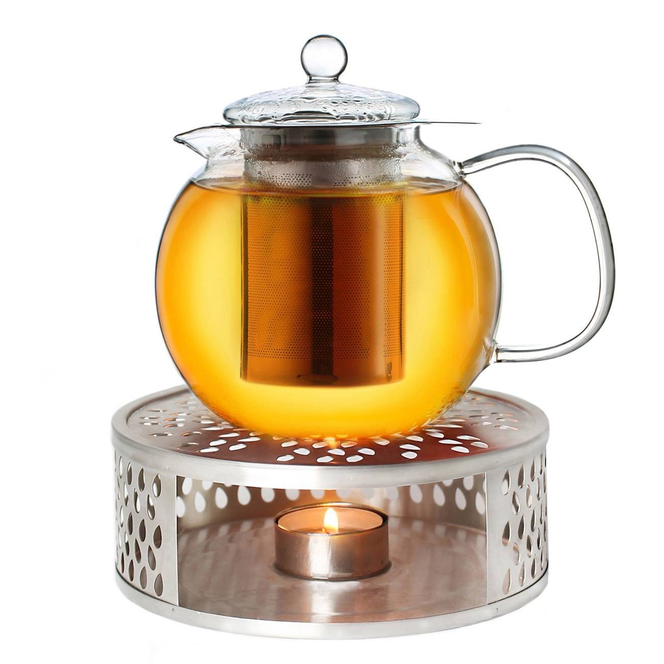 Creano Teekanne Teekanne “Schnabel” 0,85l mit Stövchen aus Edehlstahl, 0.85 l, (Set, 4-St., 1 Teekanne, 1 Stövchen, 1 Deckel)
