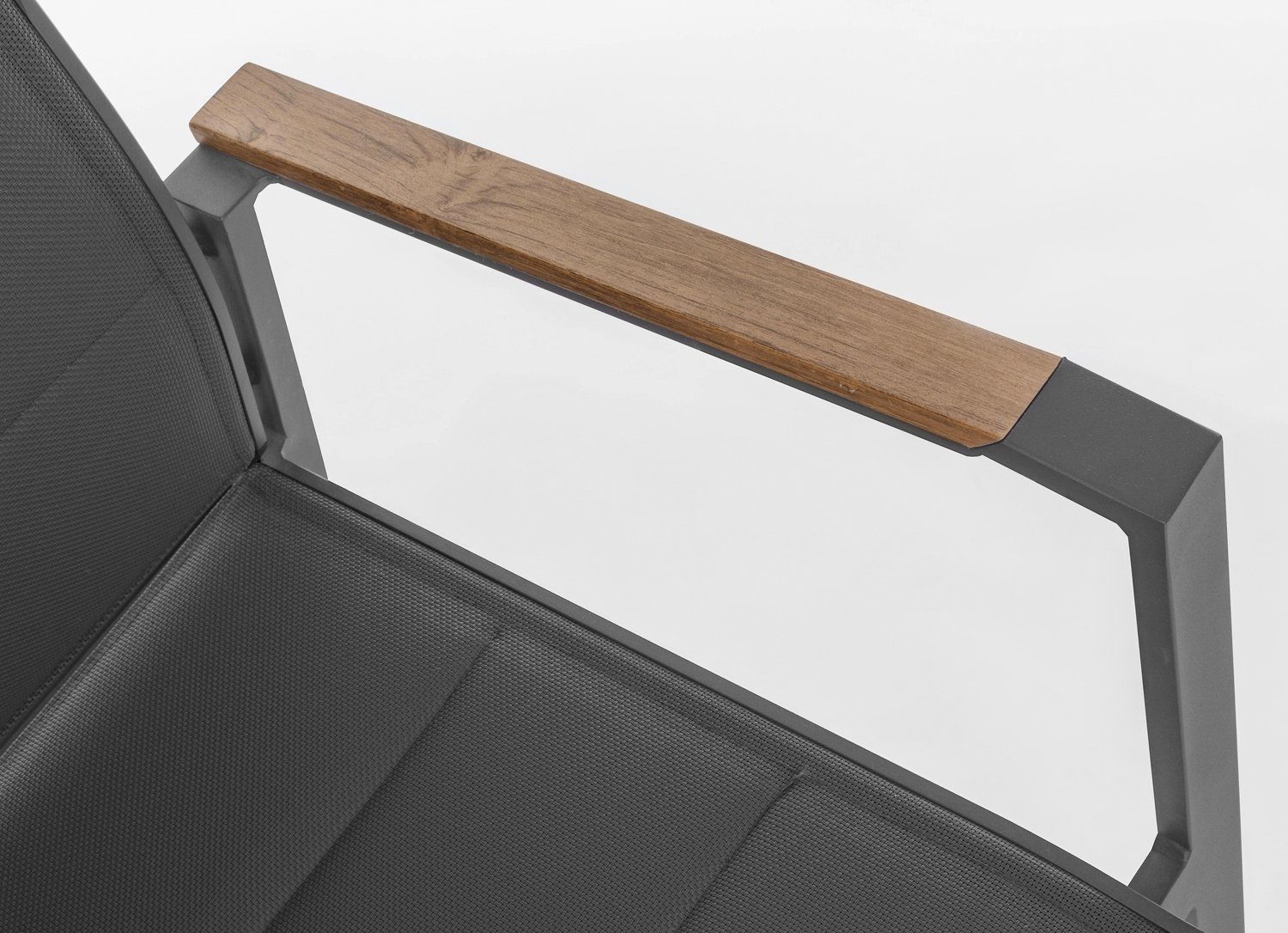 Bizzotto Gartenstuhl KUBIK, Anthrazit, Aluminium, Textilen, stapelbar, (1 St), Armlehnen aus Polywood