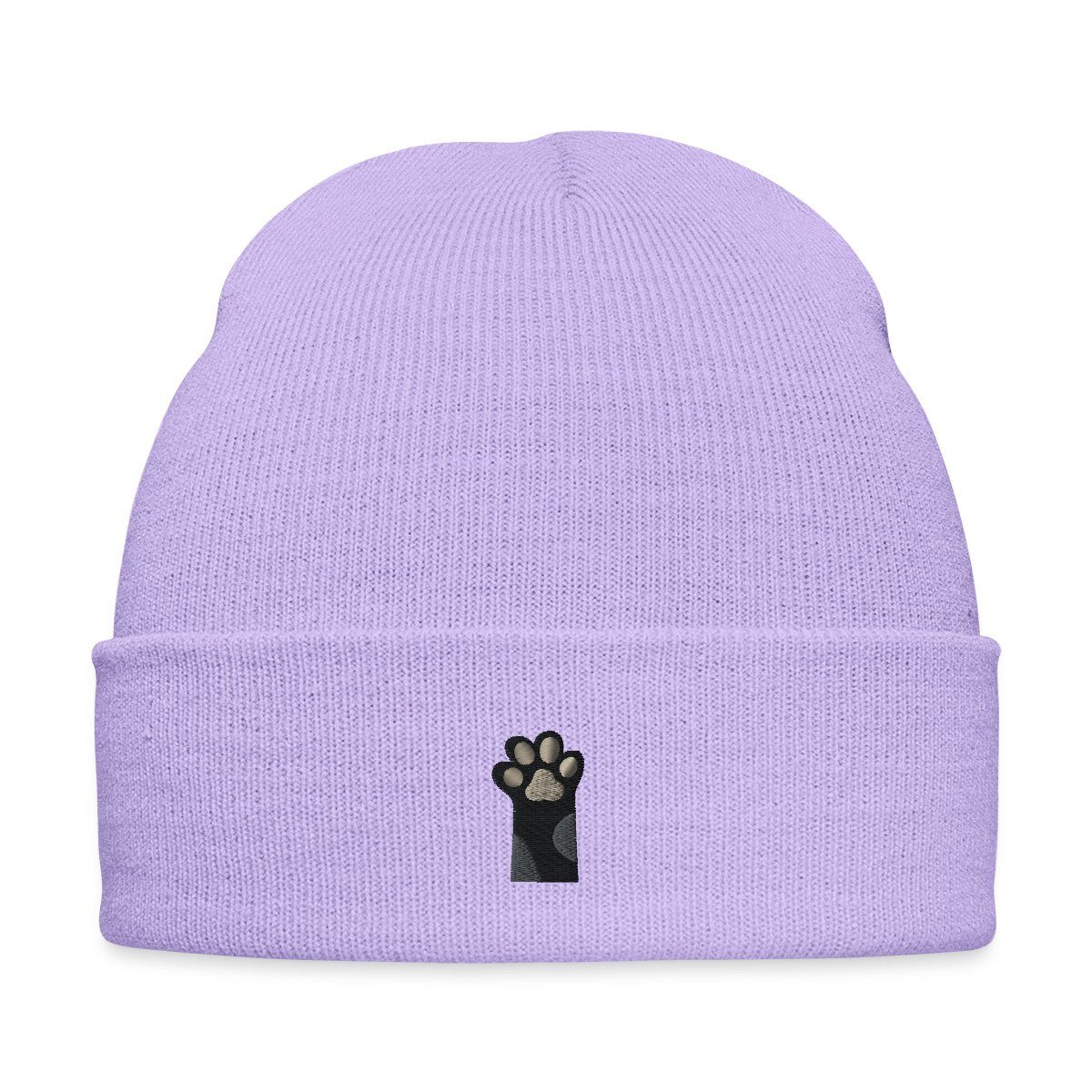 Spreadshirt Beanie Tatze Katzen Hunde Pfote Bärentatze Stickerei Bestickte Wintermütze (1-St)