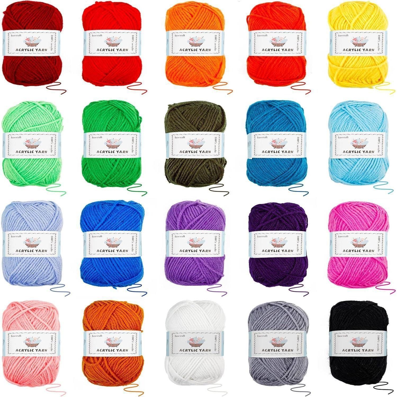 LuxusKollektion Häkelnadeln Häkelwolle Set 20 Farben 105 Stück Häkelgarn 2000yd Strickgarn Nadel