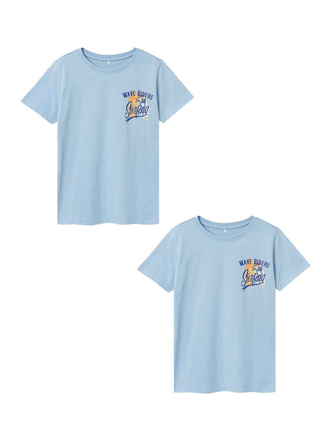 Name It T-Shirt T-Shirt 2er-Set Kurzarm Normal geschnitten Rundhals (2-tlg) 7342 in Blau-2