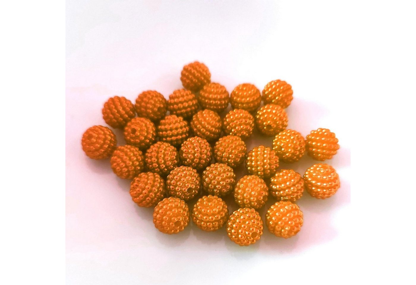Thumbnail - Kopper-24 Bastelnaturmaterial Bubble Perlen rund aus Acryl, 10 mm, 30 Stück, Orange, (30-tlg)